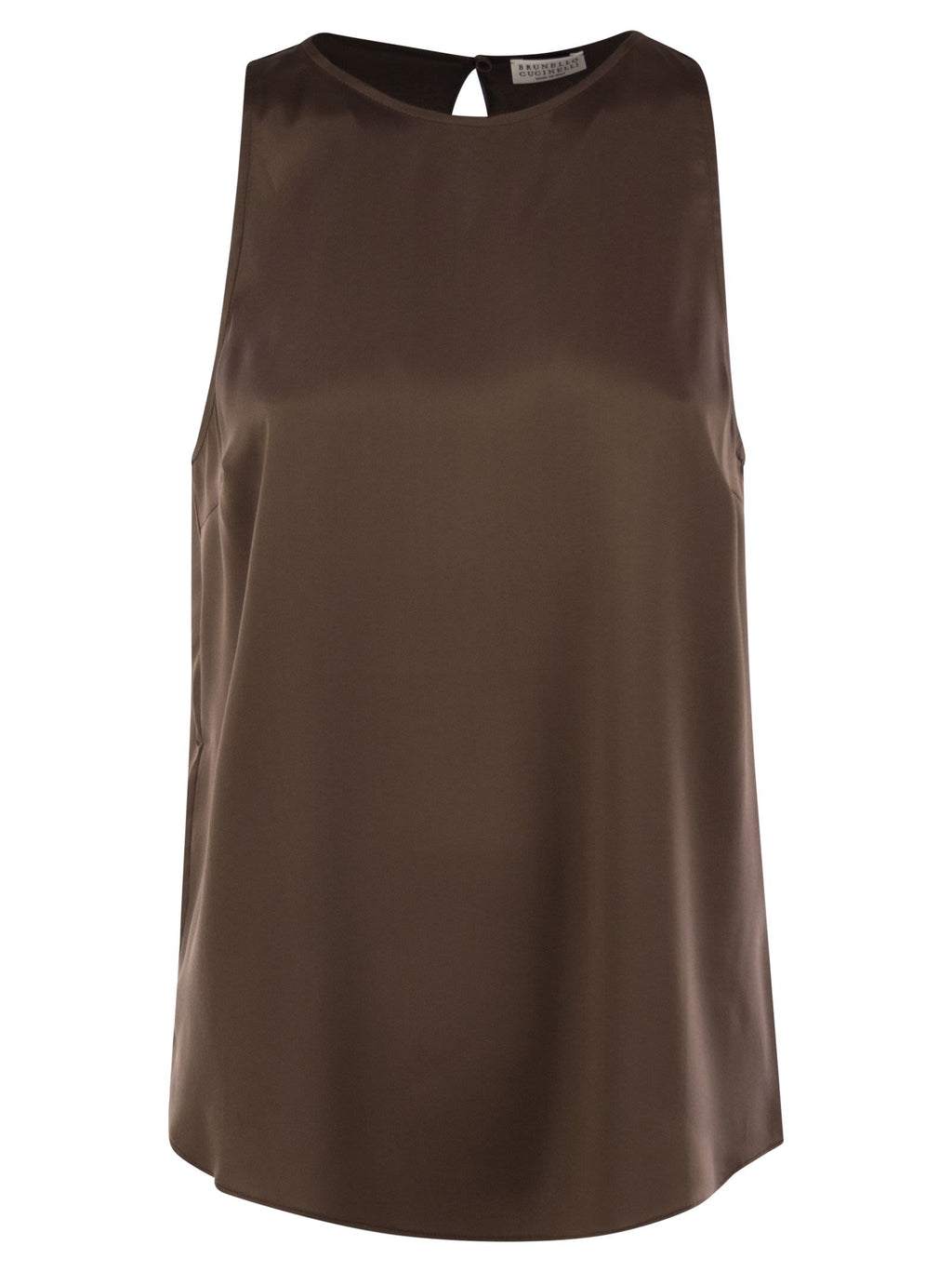 Brunello Cucinelli Women Stretch Silk Satin Top With Jewellery Luosophy