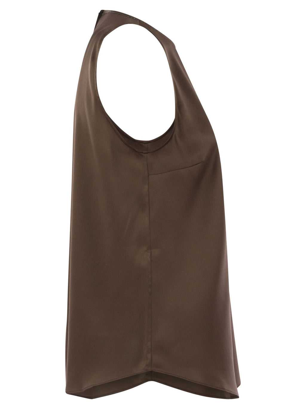 Brunello Cucinelli Women Stretch Silk Satin Top With Jewellery Luosophy