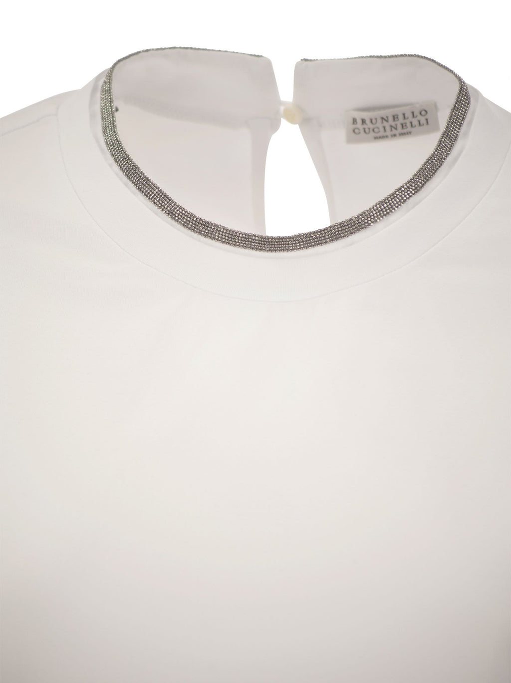 Brunello Cucinelli Women Stretch Cotton Jersey T-Shirt With Precious Faux-Layering Luosophy