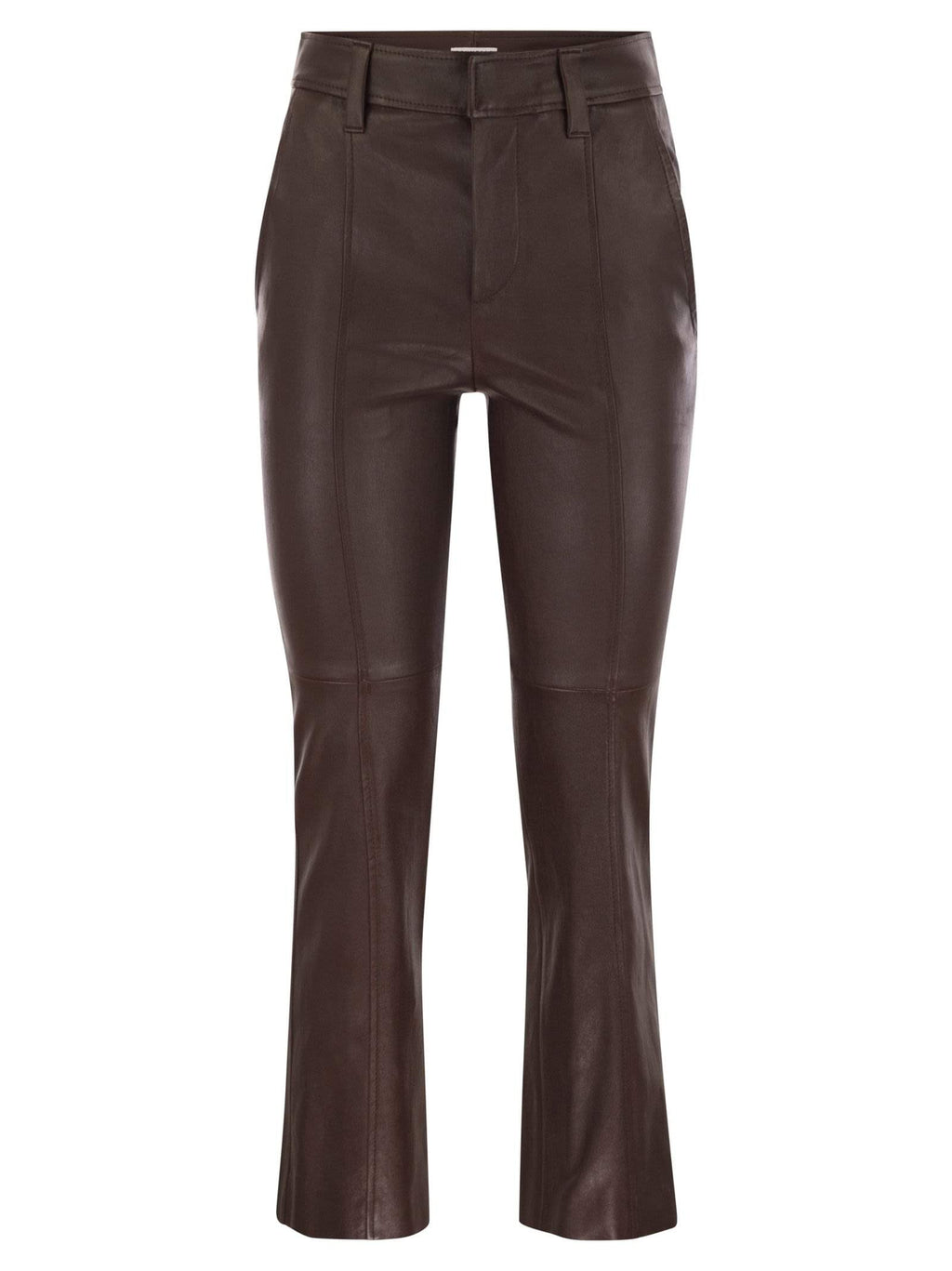 Brunello Cucinelli Women Stretch Nappa Leather Square Cigarette Trousers With Jewellery Luosophy