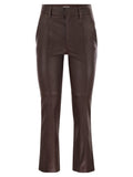 Brunello Cucinelli Women Stretch Nappa Leather Square Cigarette Trousers With Jewellery Luosophy