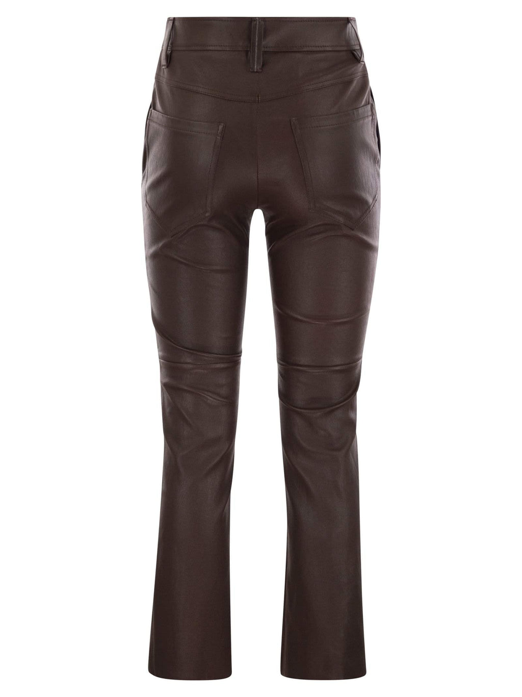Brunello Cucinelli Women Stretch Nappa Leather Square Cigarette Trousers With Jewellery Luosophy