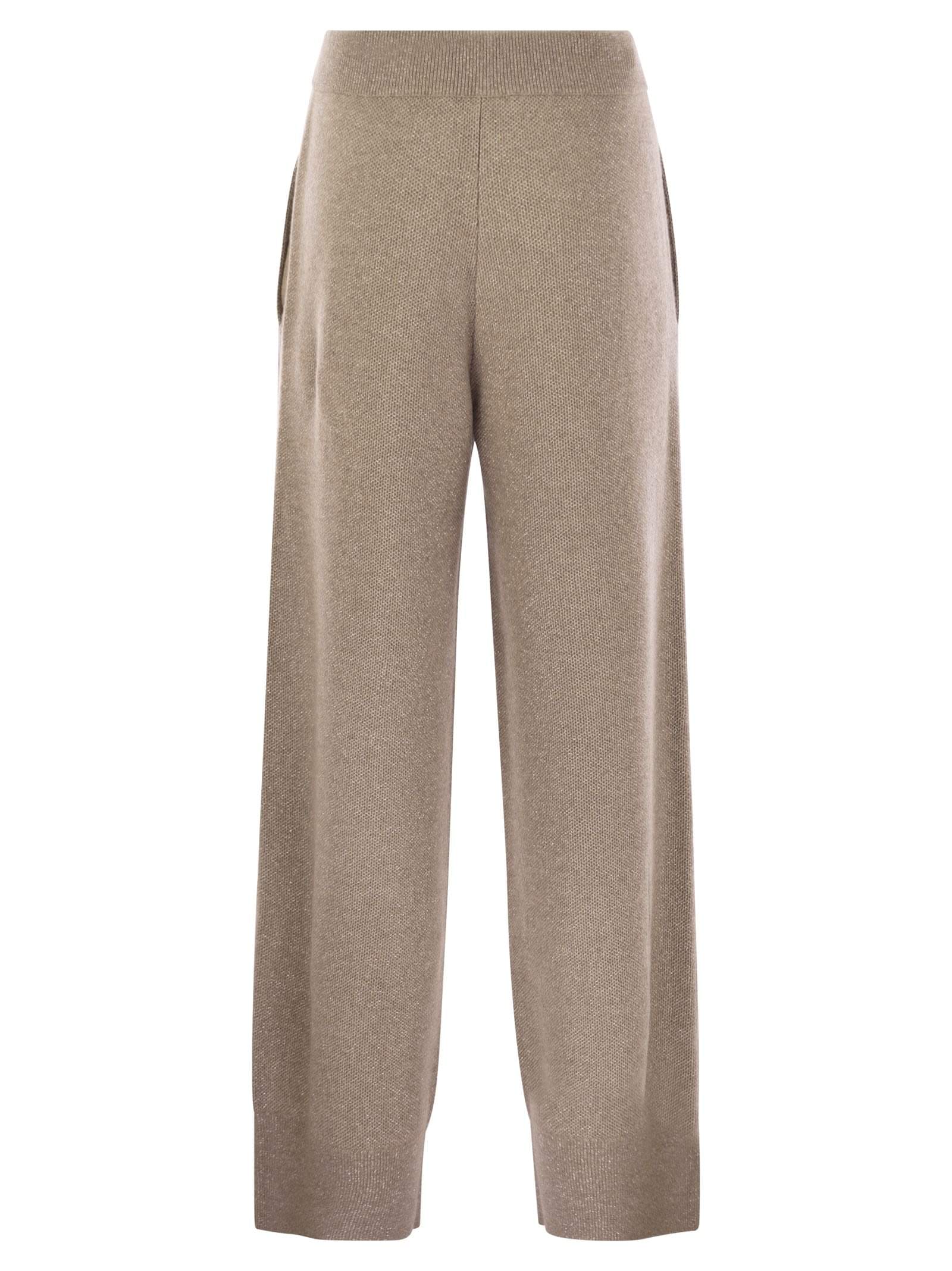 Brunello Cucinelli Women English Rib Cashmere And Viscose Knit Trousers Luosophy