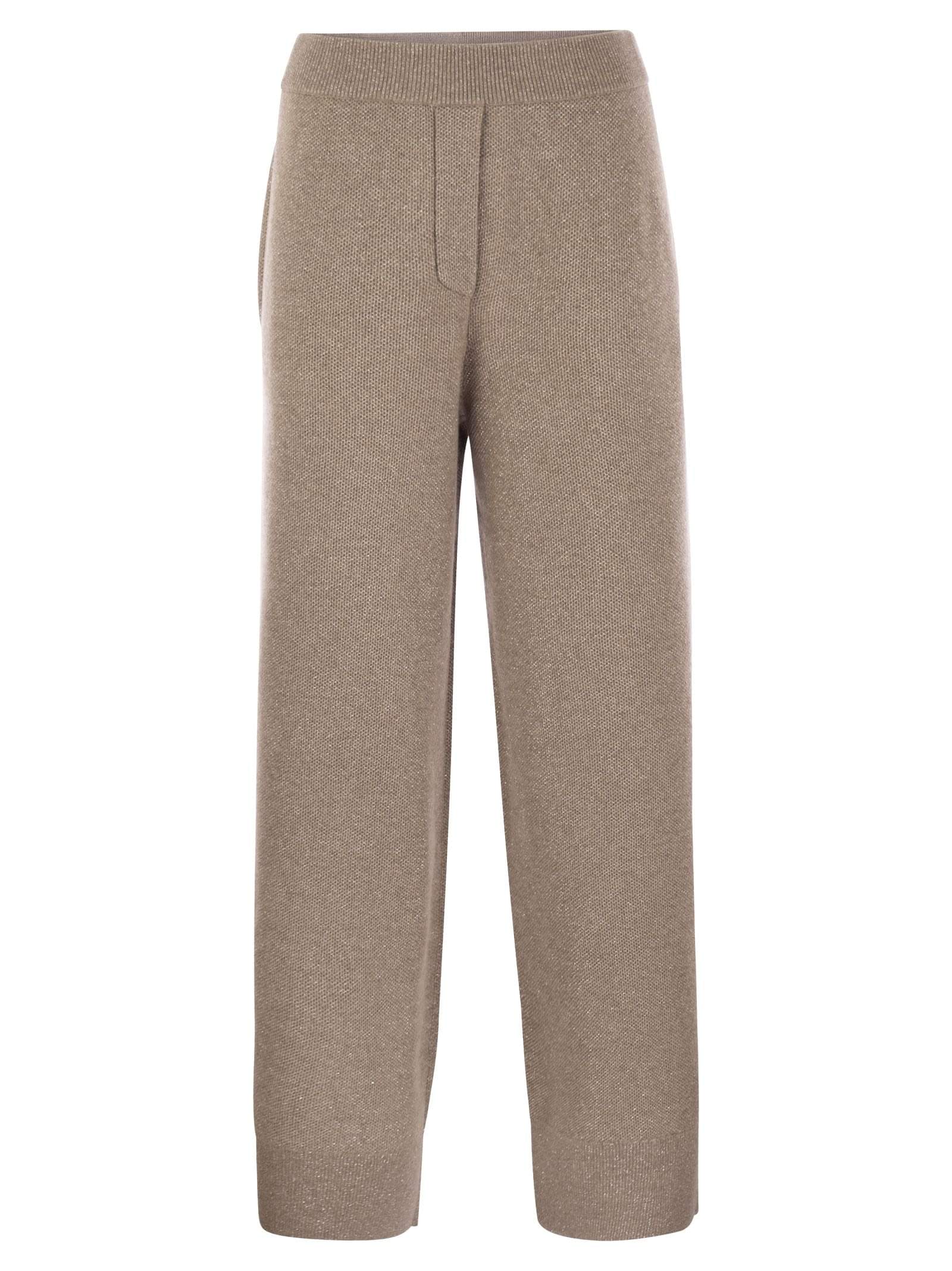 Brunello Cucinelli Women English Rib Cashmere And Viscose Knit Trousers Luosophy