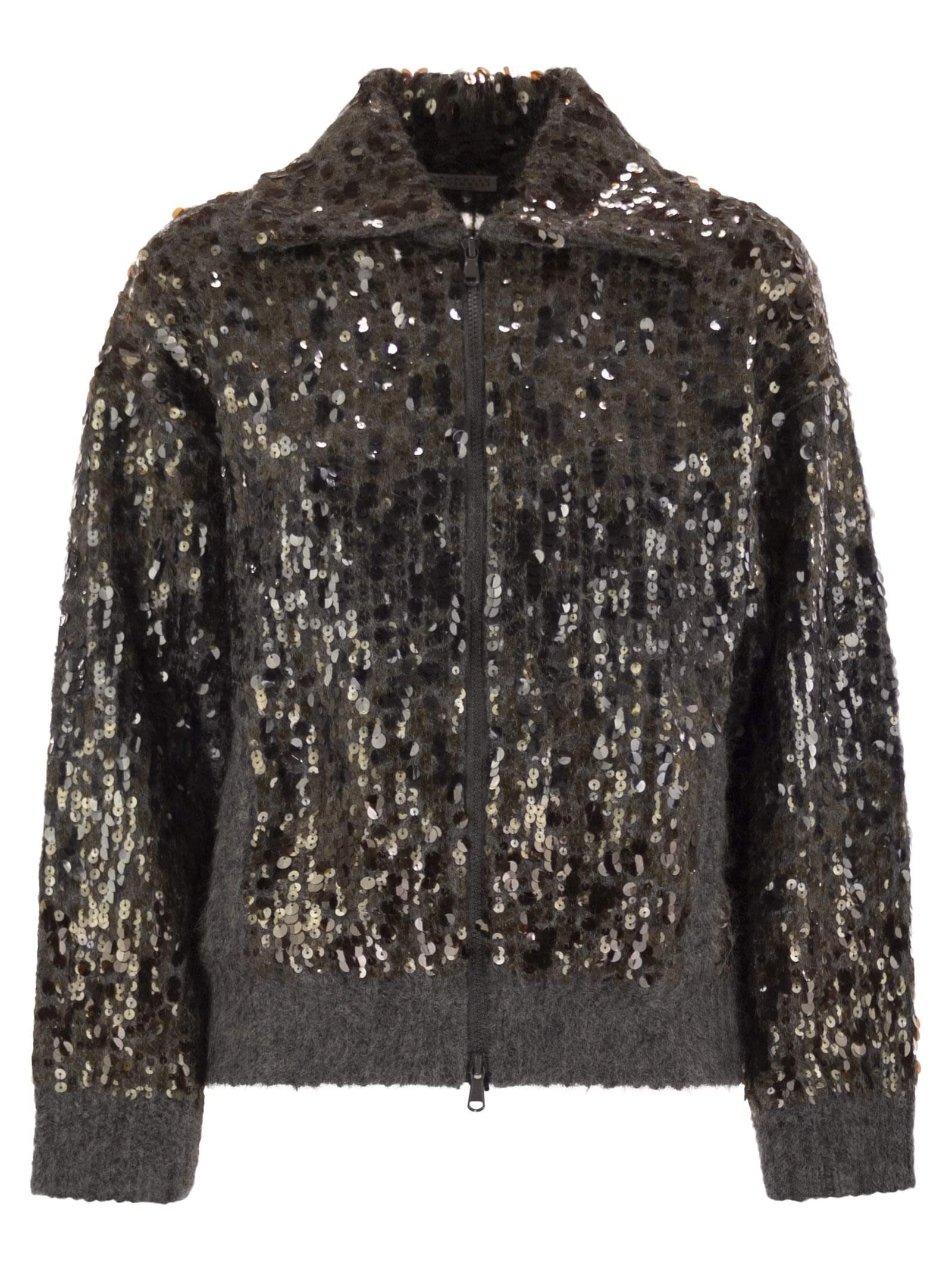 Brunello Cucinelli Women Dazzling Dégradé Embroidery Mohair And Wool Cardigan Luosophy