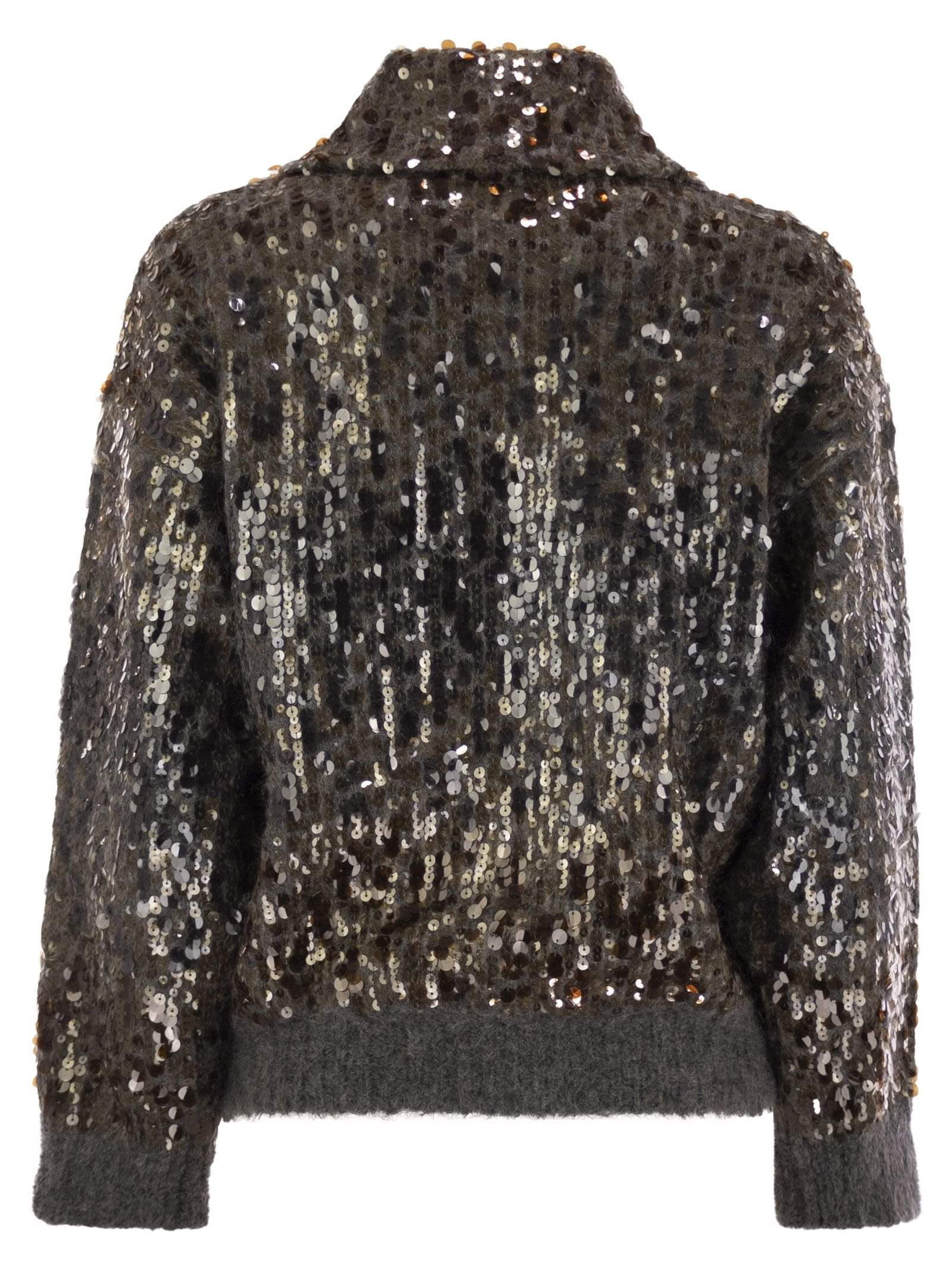 Brunello Cucinelli Women Dazzling Dégradé Embroidery Mohair And Wool Cardigan Luosophy