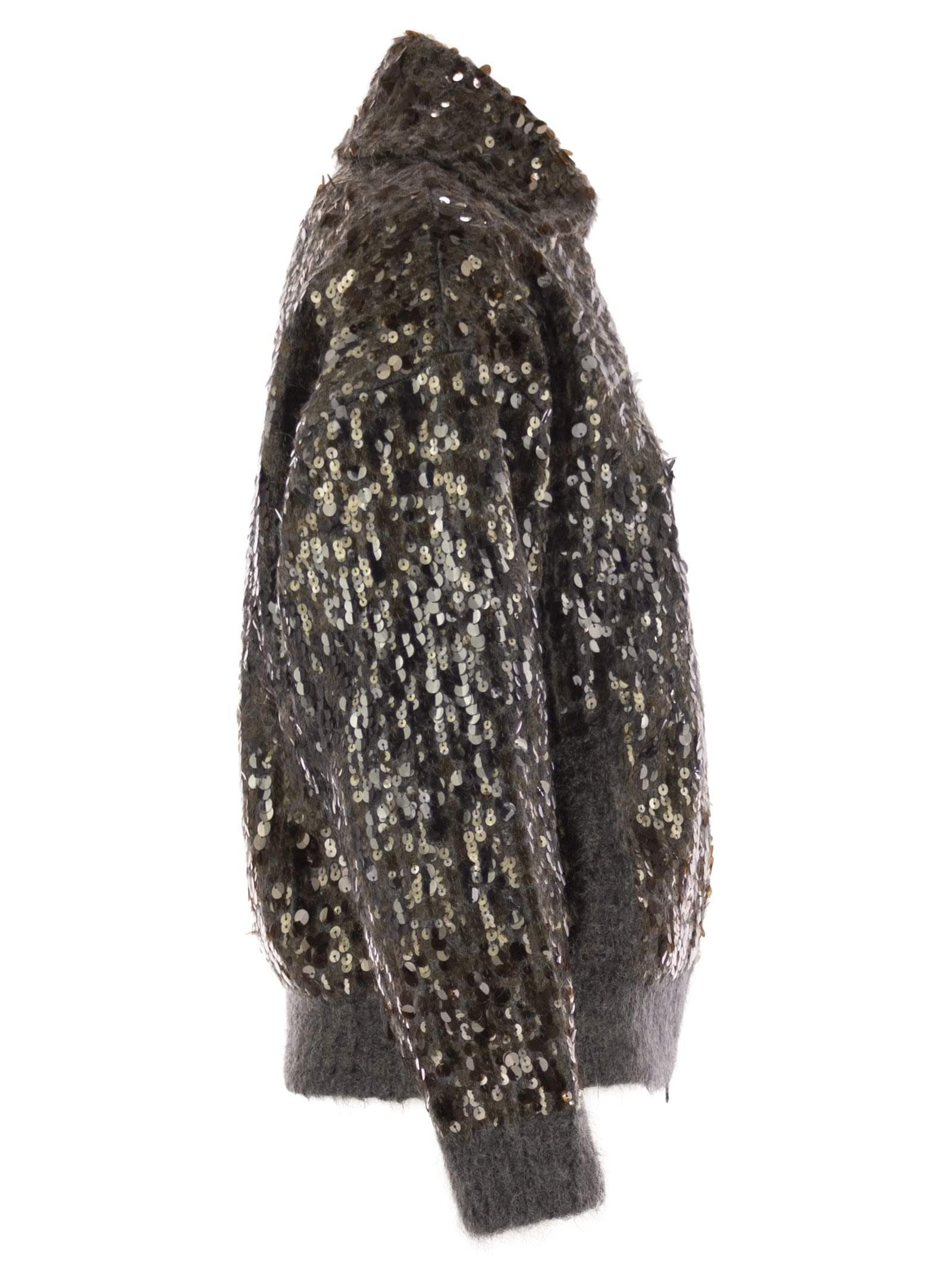 Brunello Cucinelli Women Dazzling Dégradé Embroidery Mohair And Wool Cardigan Luosophy