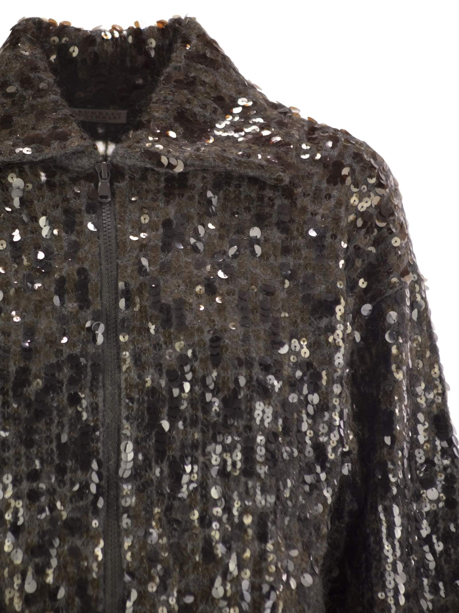 Brunello Cucinelli Women Dazzling Dégradé Embroidery Mohair And Wool Cardigan Luosophy