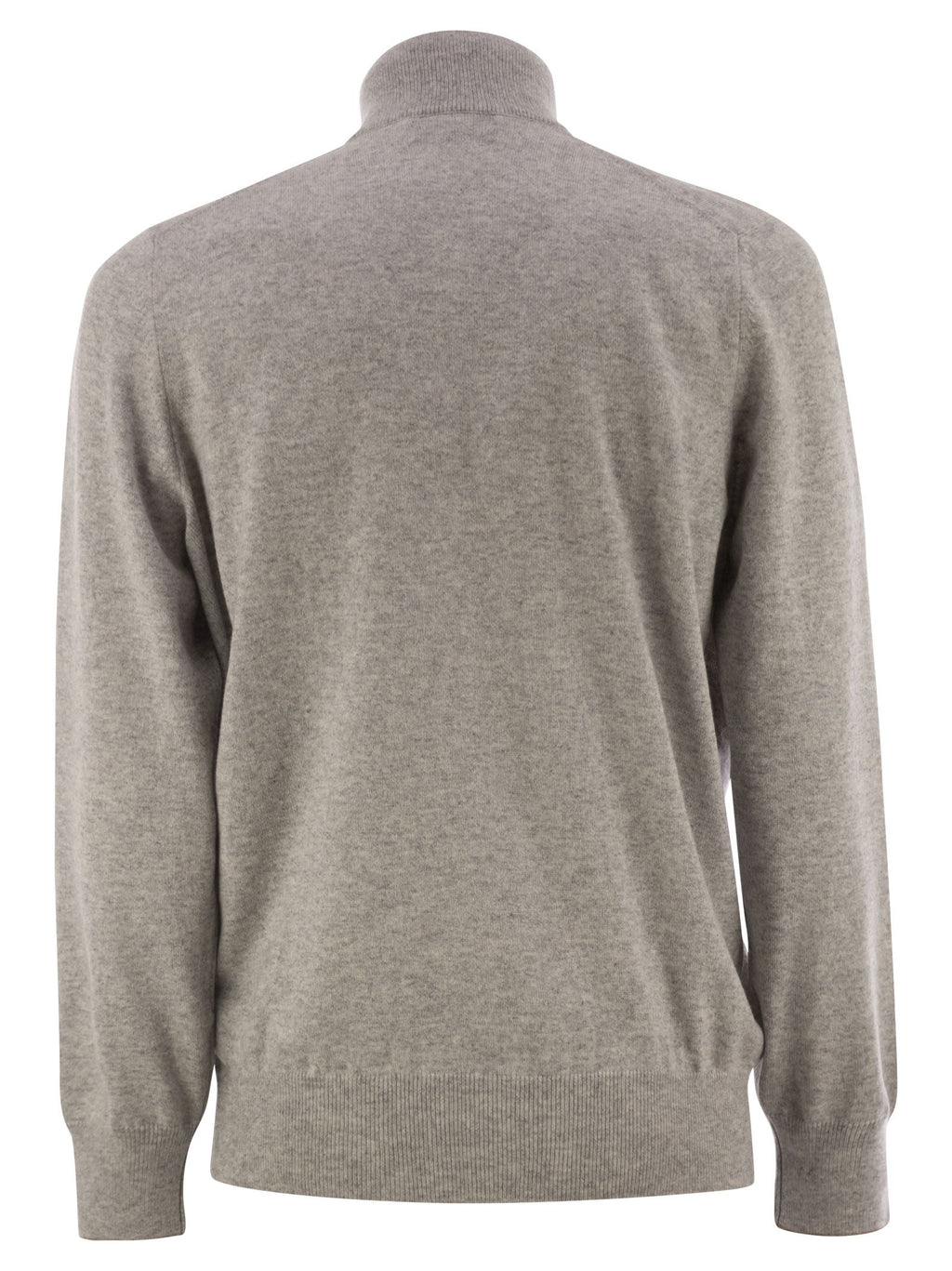 Brunello Cucinelli Men High-Necked Cashmere Sweater With Zip Opening Luosophy
