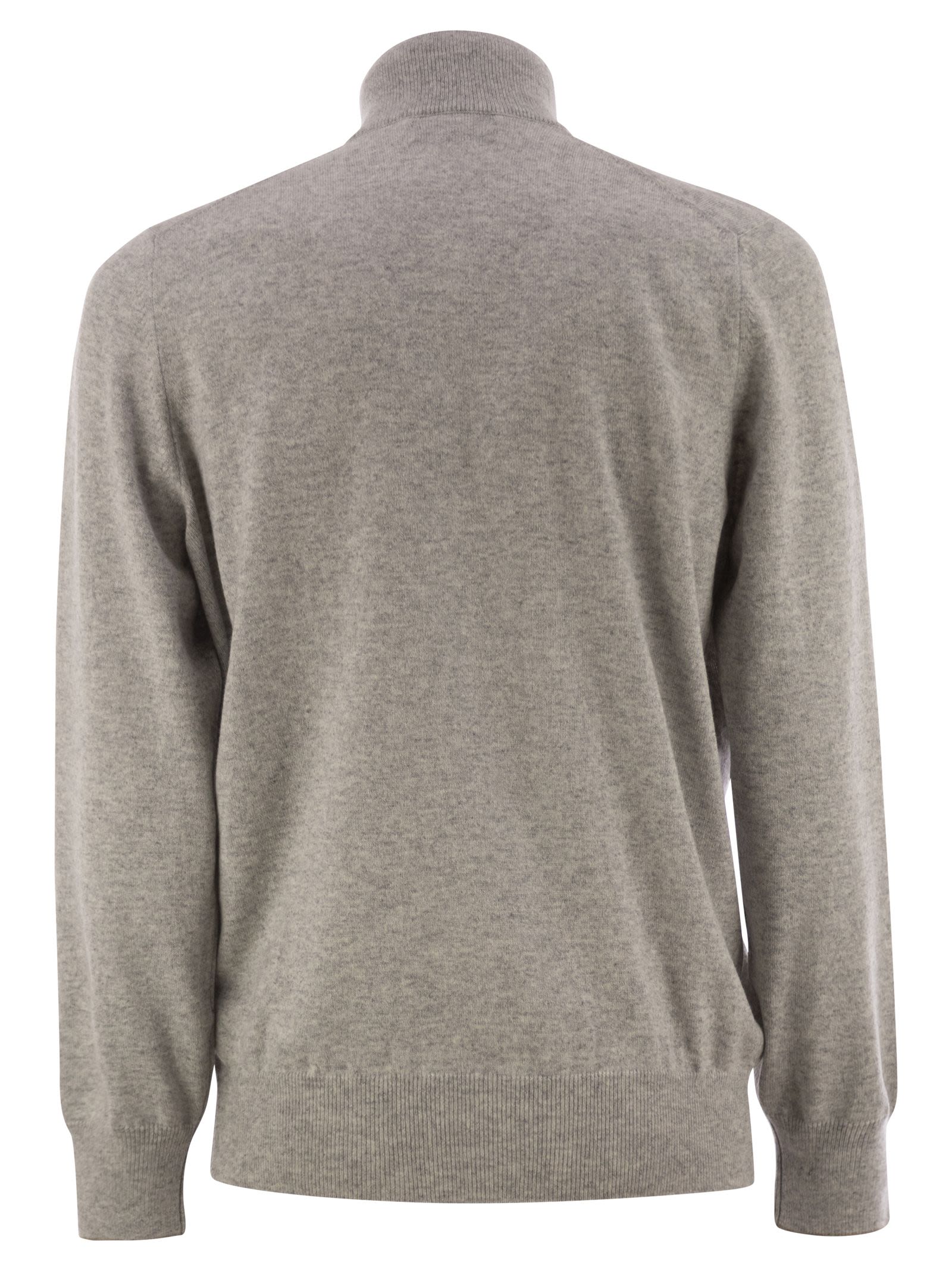 Brunello Cucinelli Men High-Necked Cashmere Sweater With Zip Opening Luosophy
