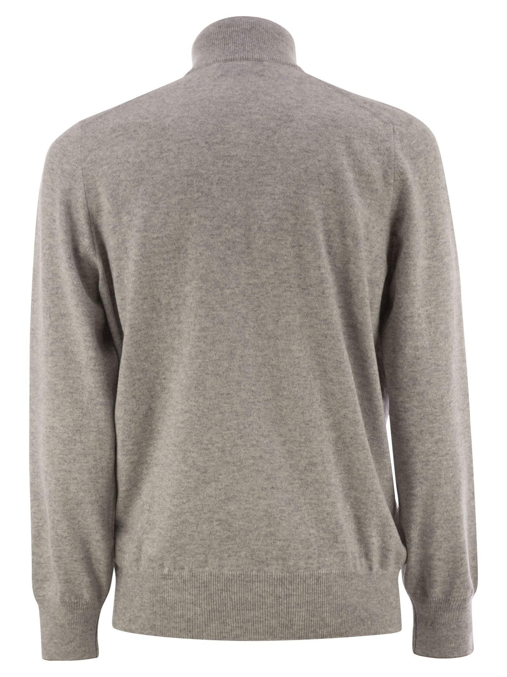 Brunello Cucinelli Men High-Necked Cashmere Sweater With Zip Opening Luosophy