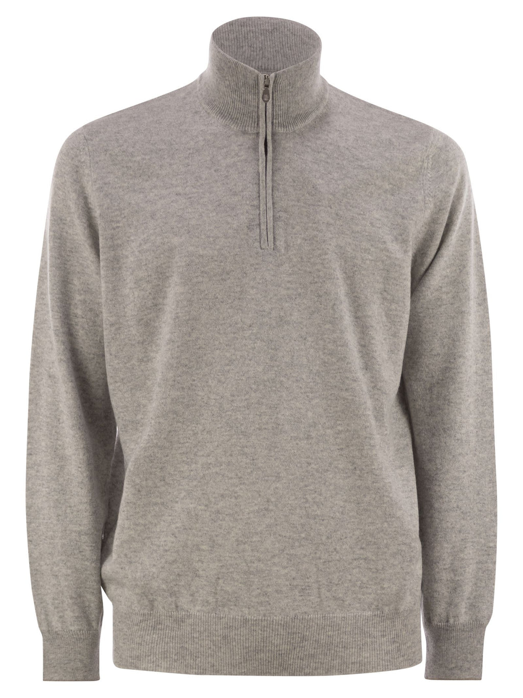 Brunello Cucinelli Men High-Necked Cashmere Sweater With Zip Opening Luosophy