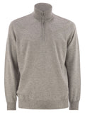 Brunello Cucinelli Men High-Necked Cashmere Sweater With Zip Opening Luosophy