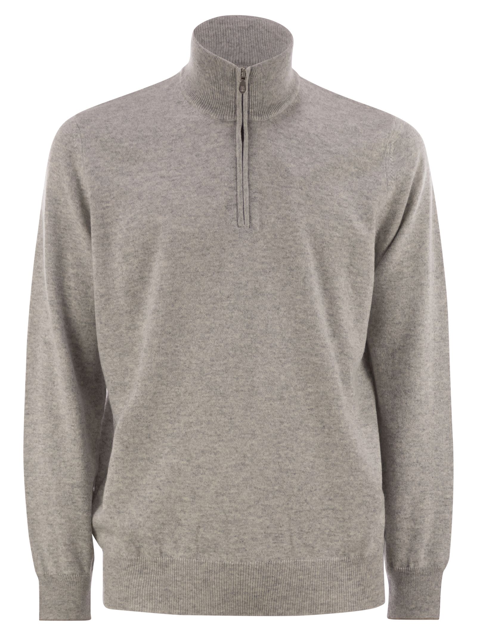Brunello Cucinelli Men High-Necked Cashmere Sweater With Zip Opening Luosophy