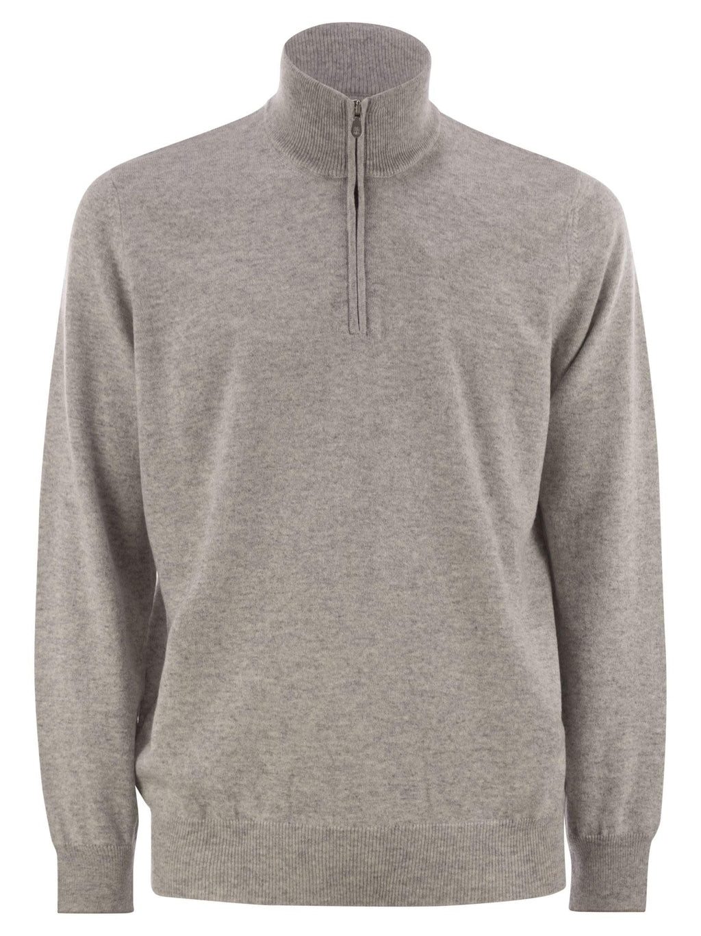 Brunello Cucinelli Men High-Necked Cashmere Sweater With Zip Opening Luosophy