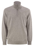 Brunello Cucinelli Men High-Necked Cashmere Sweater With Zip Opening Luosophy