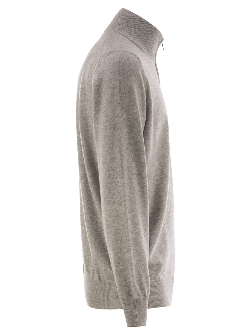 Brunello Cucinelli Men High-Necked Cashmere Sweater With Zip Opening Luosophy