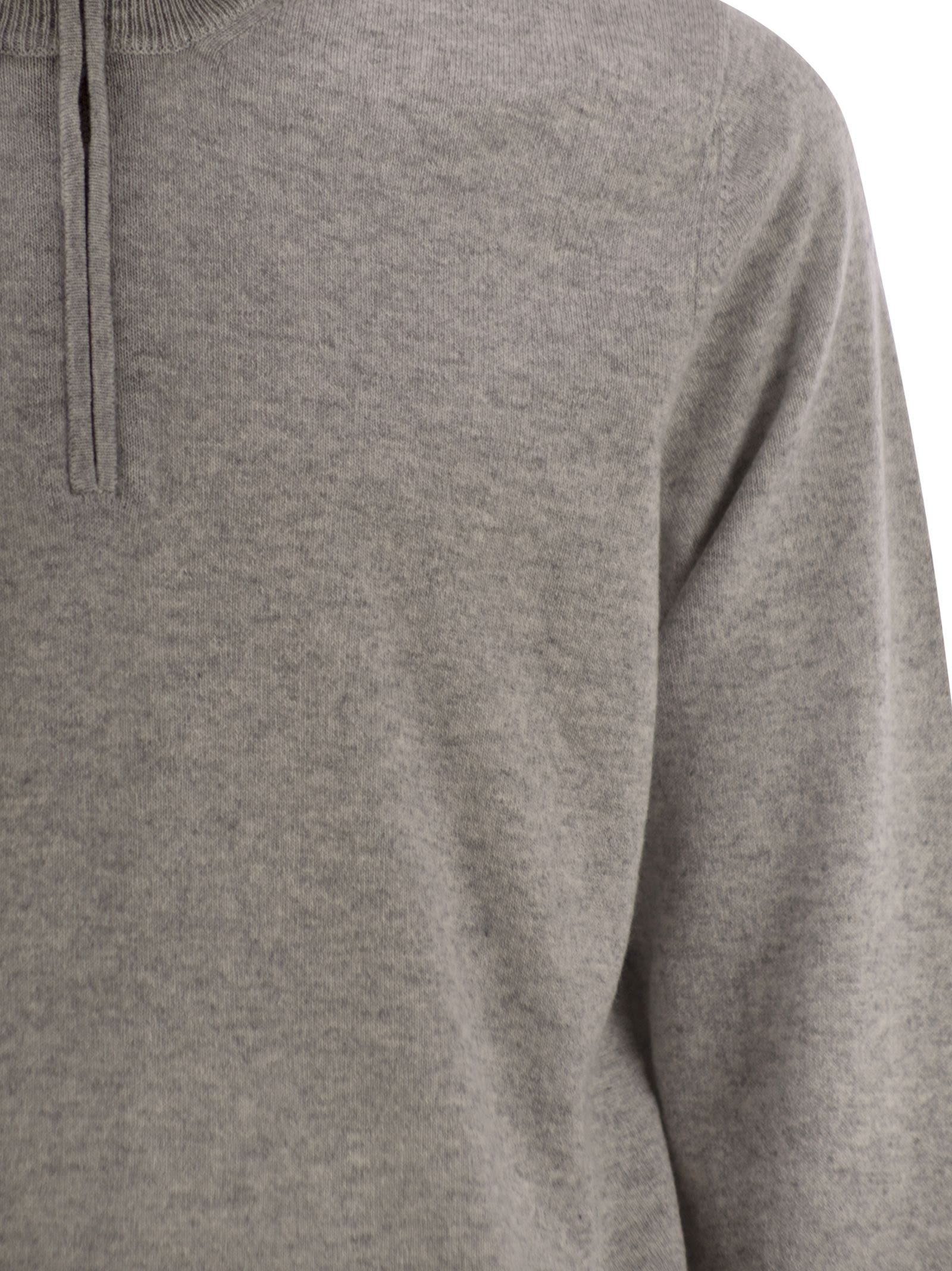 Brunello Cucinelli Men High-Necked Cashmere Sweater With Zip Opening Luosophy