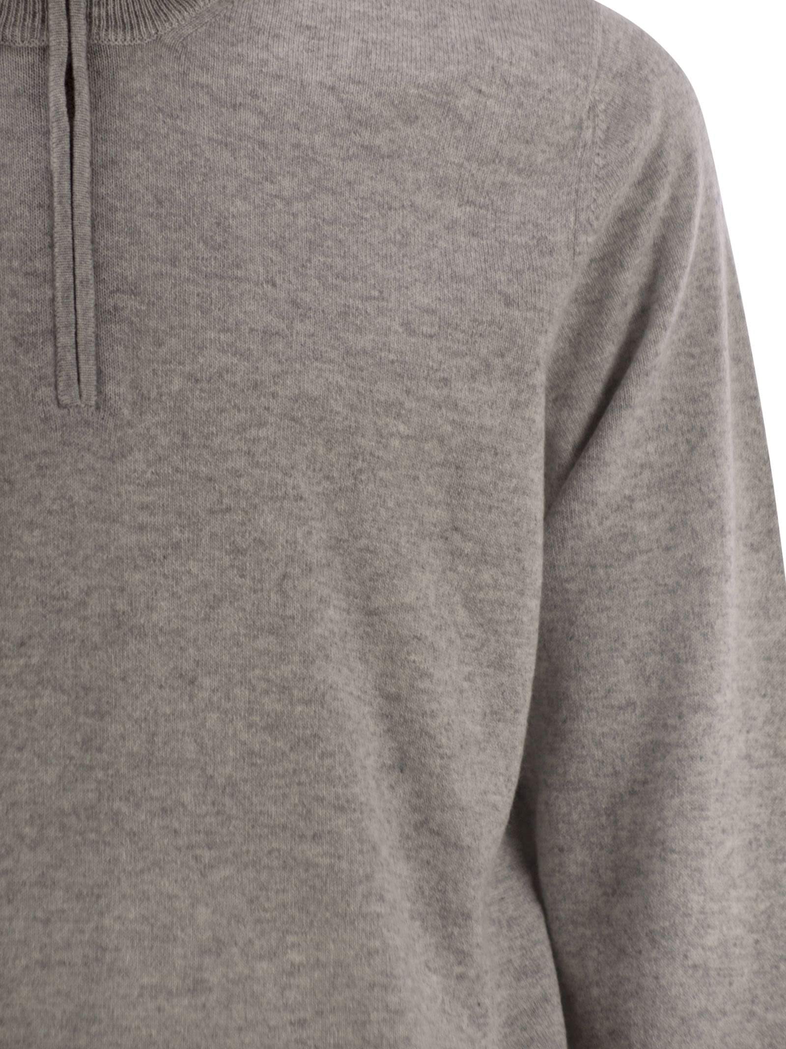 Brunello Cucinelli Men High-Necked Cashmere Sweater With Zip Opening Luosophy