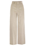 Brunello Cucinelli Women Fluid Corduroy Sartorial Track Trousers With Jewellery Luosophy