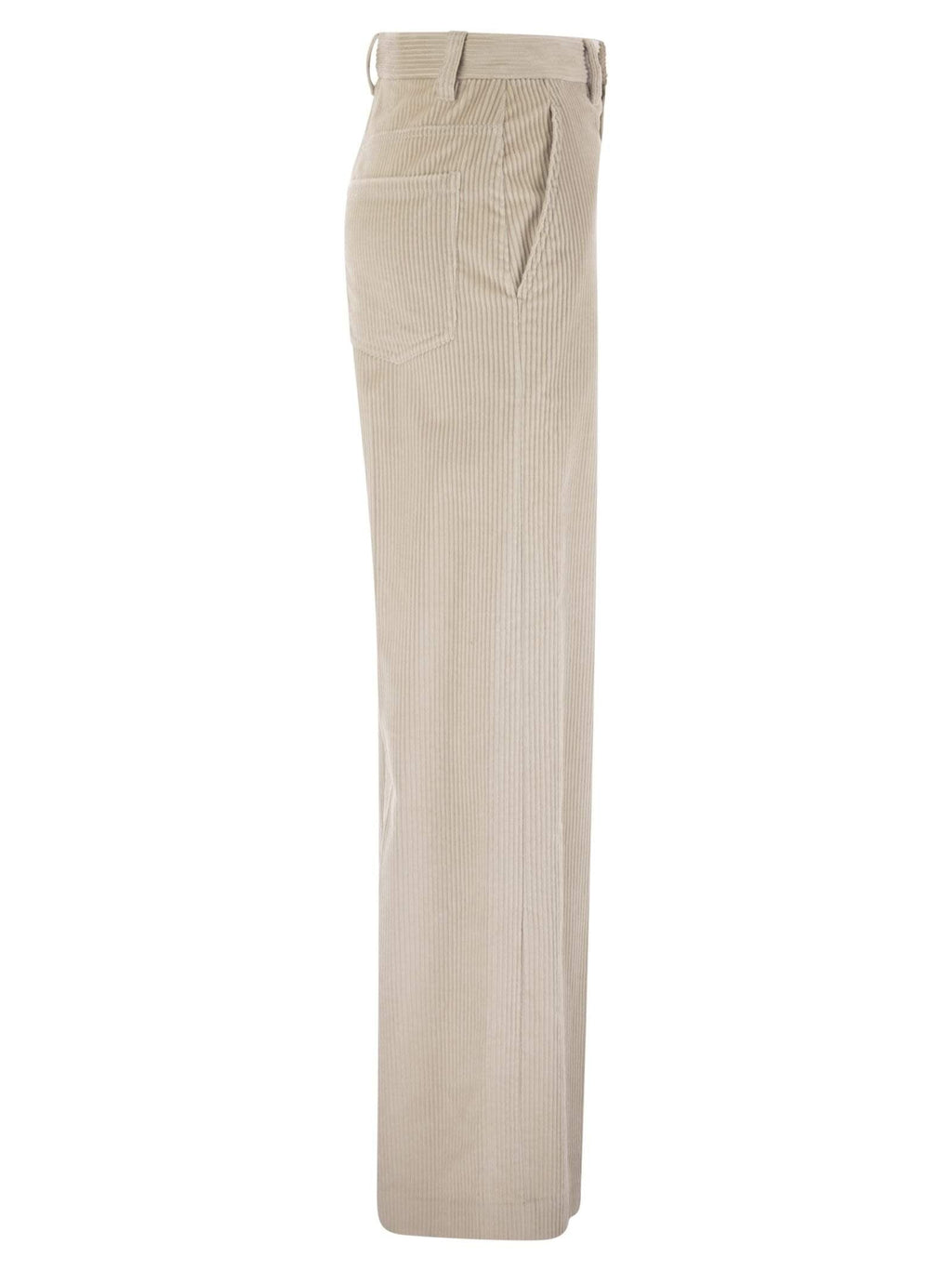 Brunello Cucinelli Women Fluid Corduroy Sartorial Track Trousers With Jewellery Luosophy