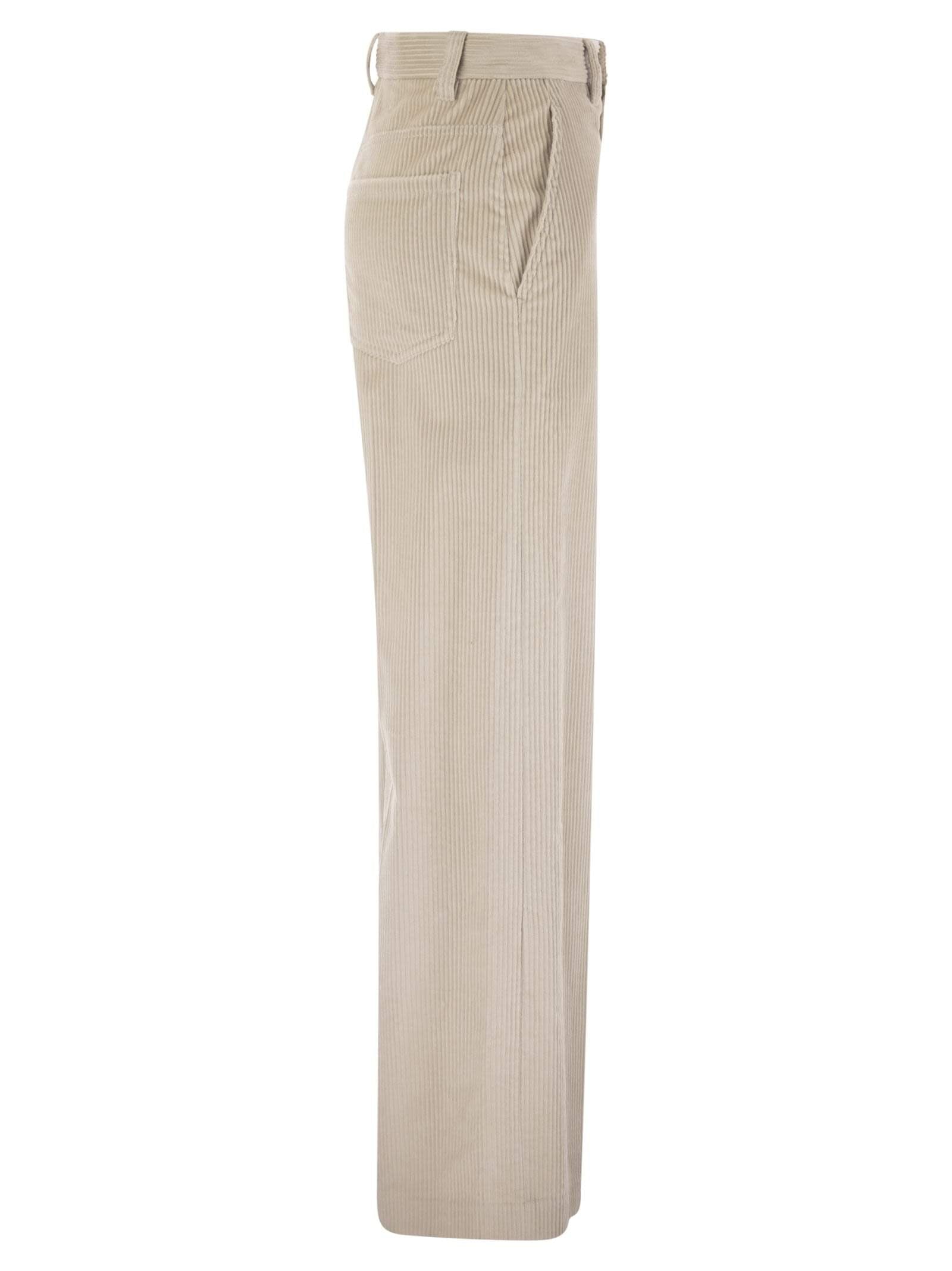 Brunello Cucinelli Women Fluid Corduroy Sartorial Track Trousers With Jewellery Luosophy