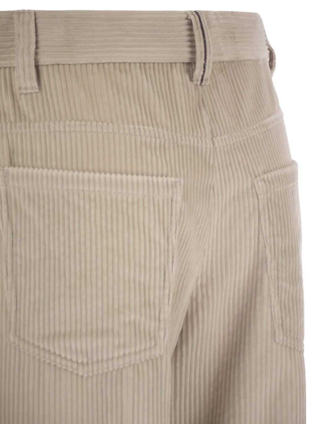 Brunello Cucinelli Women Fluid Corduroy Sartorial Track Trousers With Jewellery Luosophy