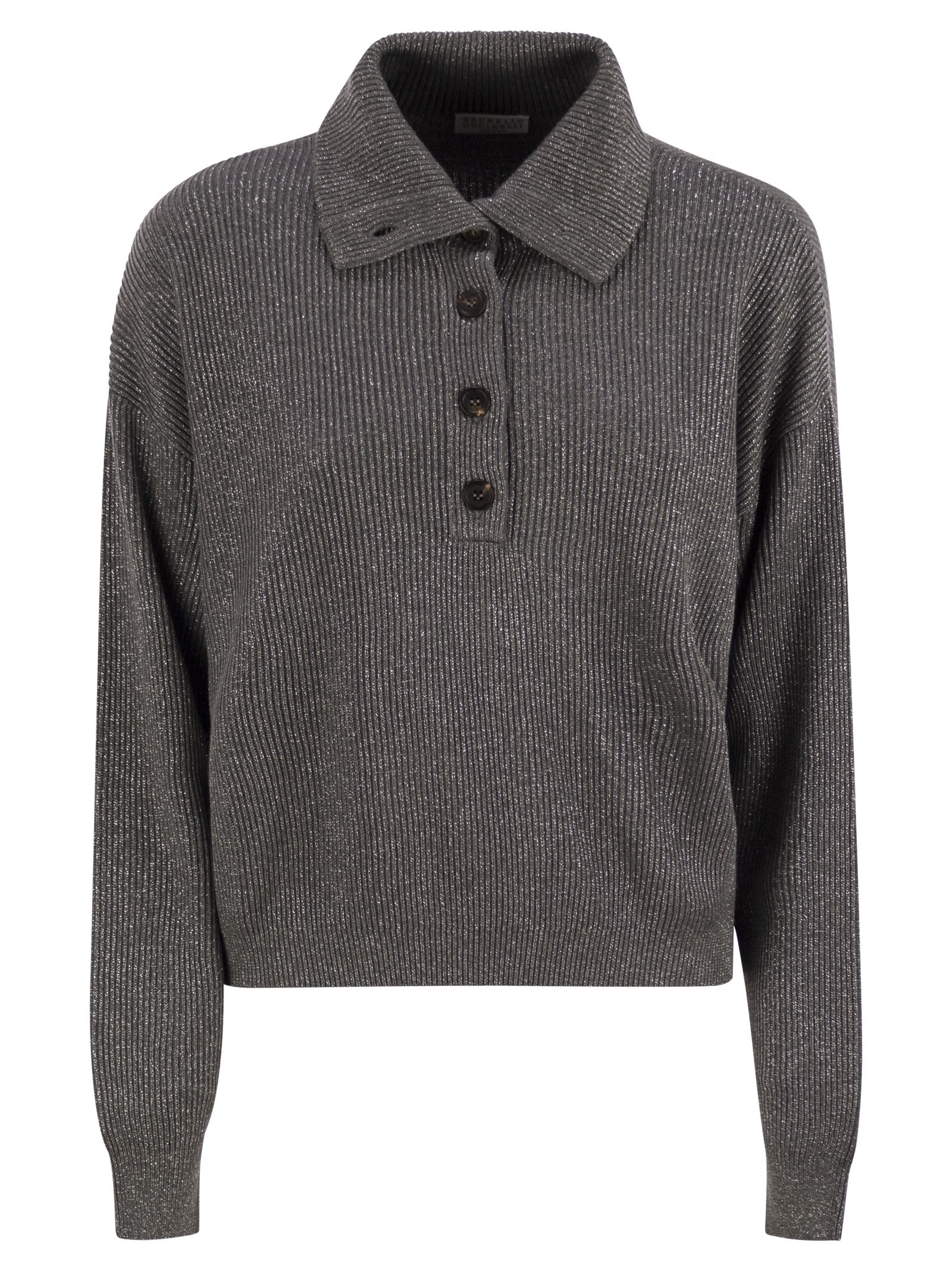 Brunello Cucinelli Women Cotton And Viscose Rib Knit High Collar Luosophy