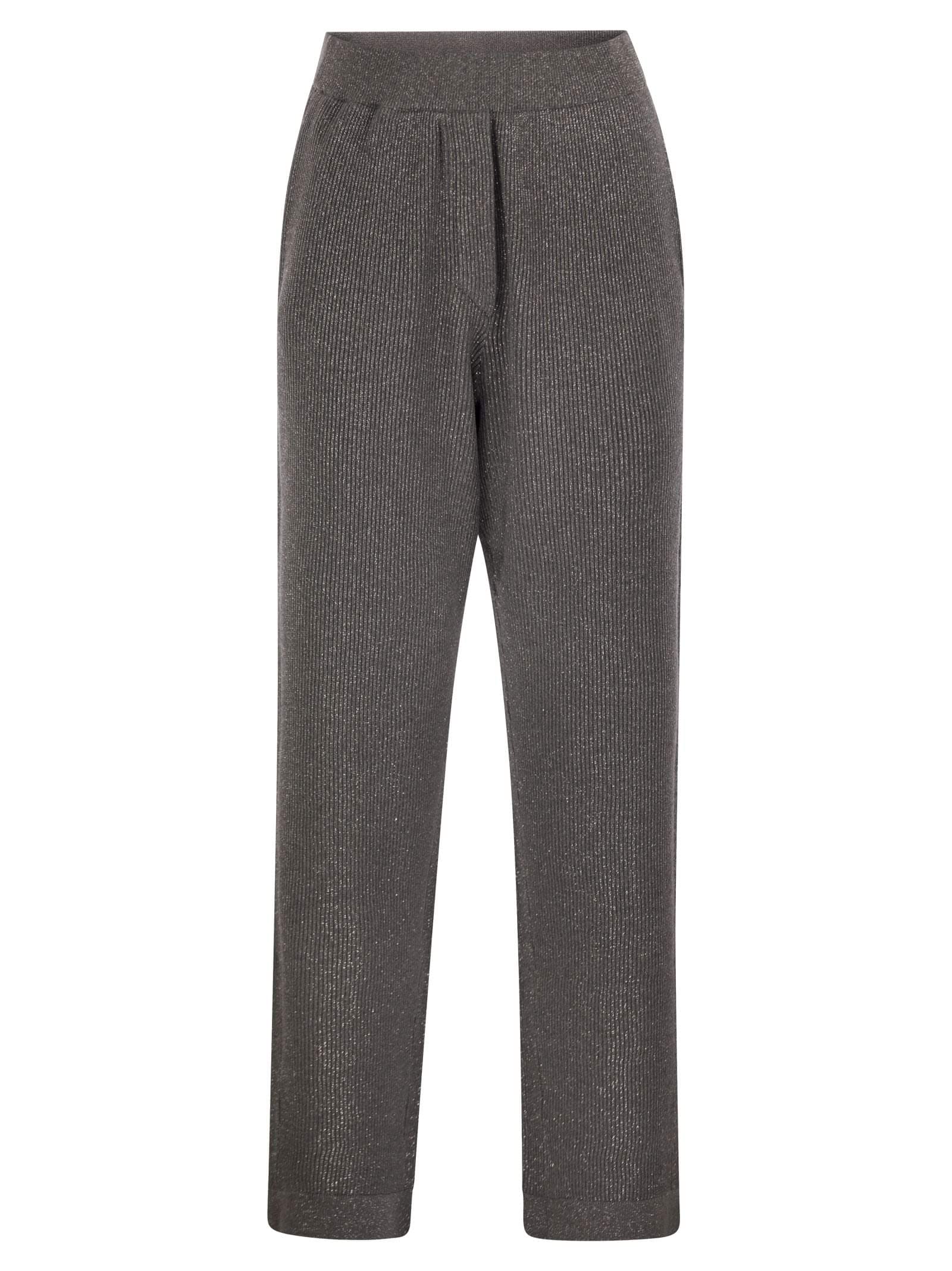 Brunello Cucinelli Women English Rib Cotton And Viscose Pants Luosophy