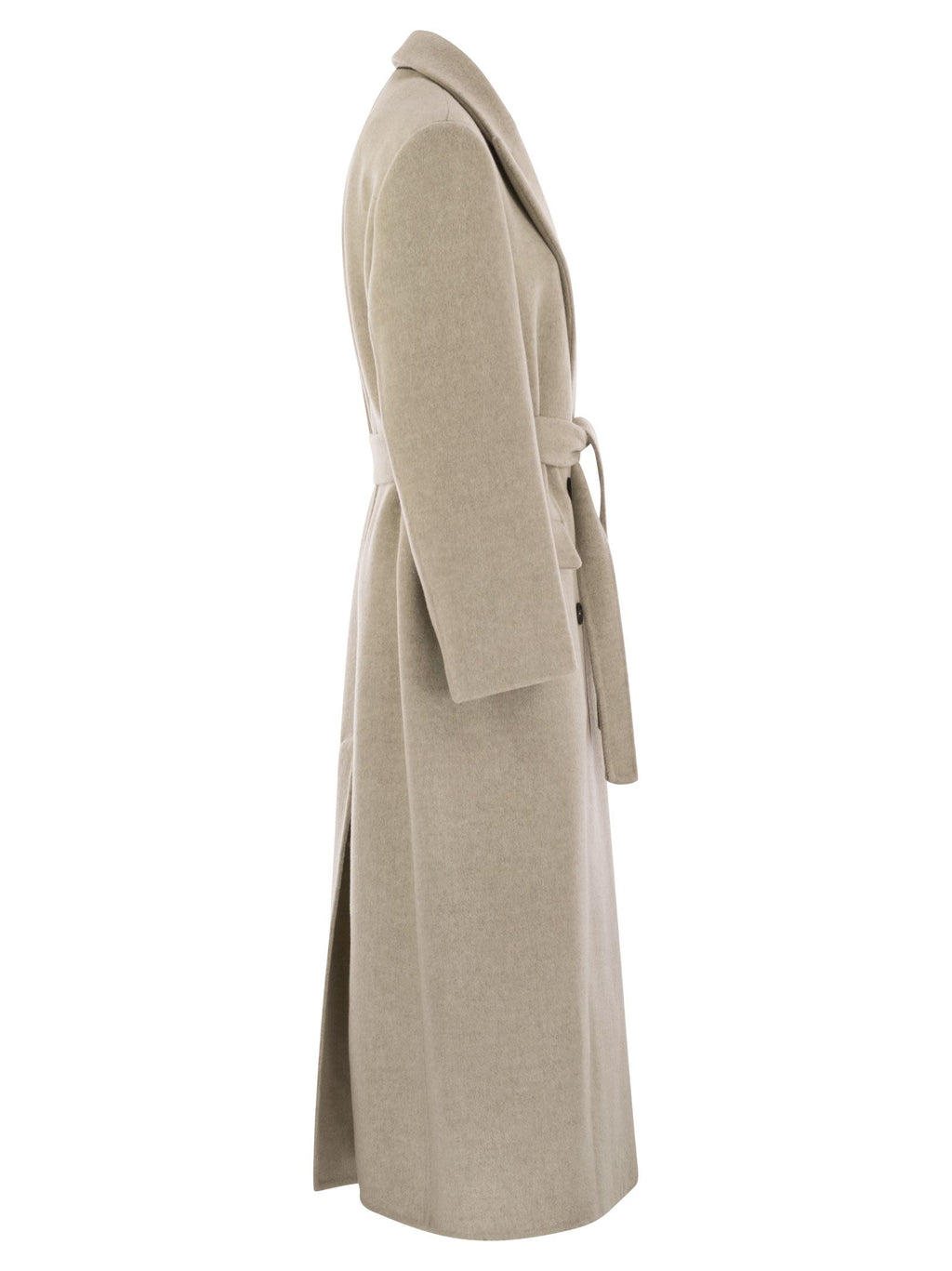 Brunello Cucinelli Women Double-Breasted Coat In Virgin Wool And Cashmere Cloth With Jewellery Luosophy