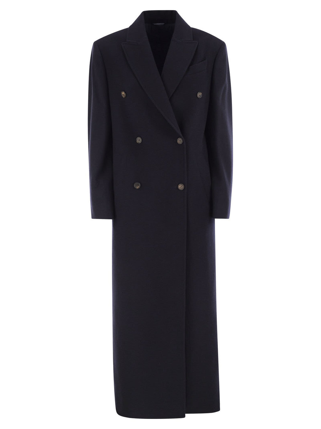 Brunello Cucinelli Women Long Wool Coat With Jewellery Luosophy