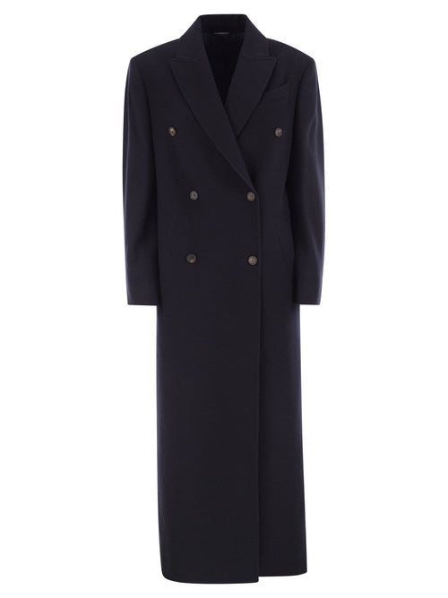 Brunello Cucinelli Women Long Wool Coat With Jewellery Luosophy
