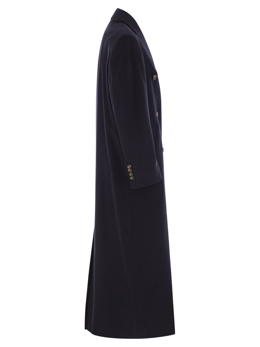 Brunello Cucinelli Women Long Wool Coat With Jewellery Luosophy