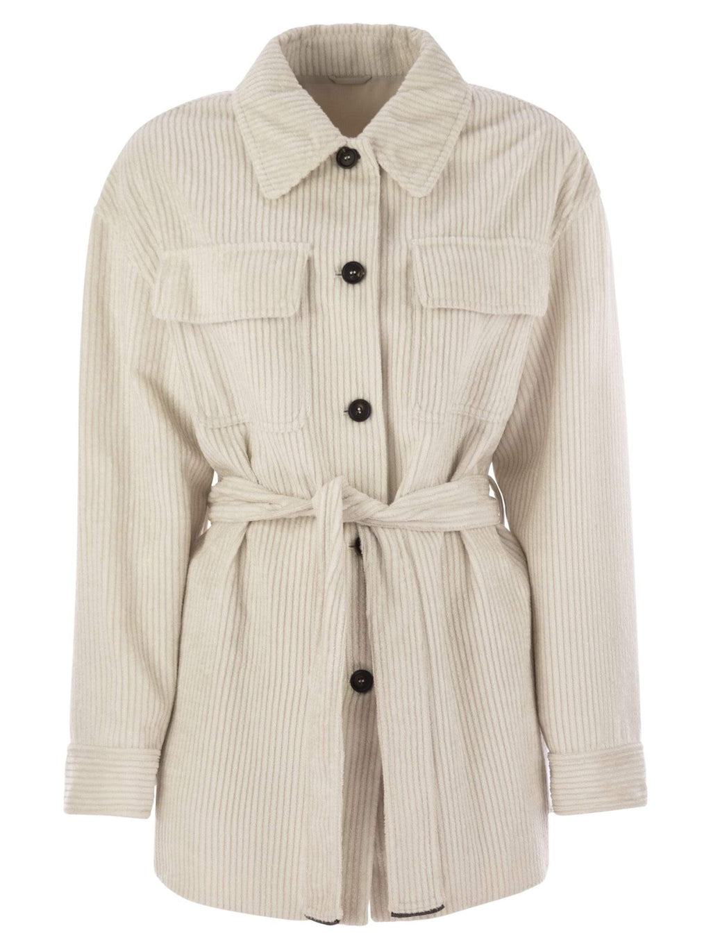 Brunello Cucinelli Women Corduroy Safari-Style Jacket With Jewellery Luosophy