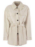 Brunello Cucinelli Women Corduroy Safari-Style Jacket With Jewellery Luosophy