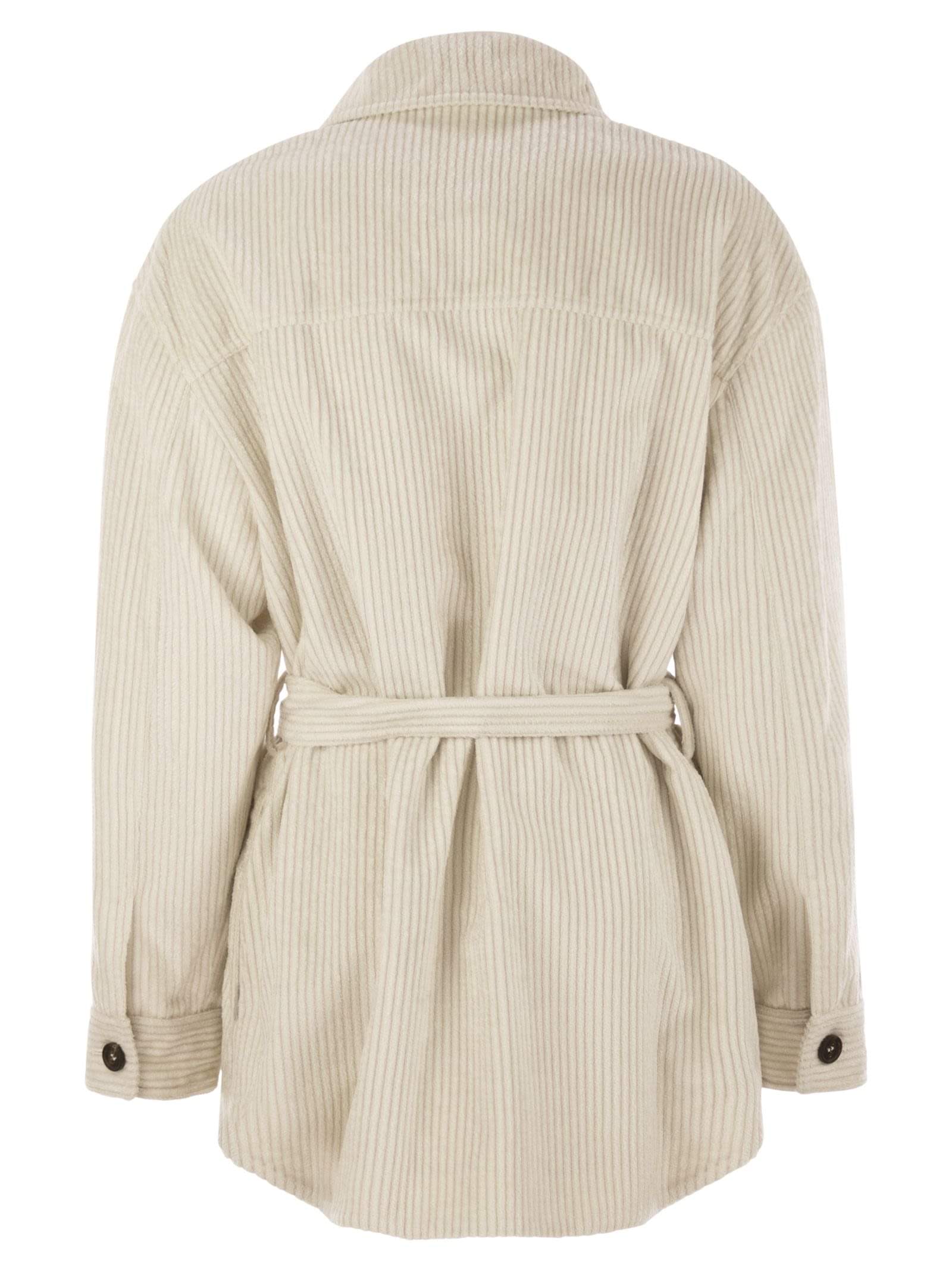 Brunello Cucinelli Women Corduroy Safari-Style Jacket With Jewellery Luosophy