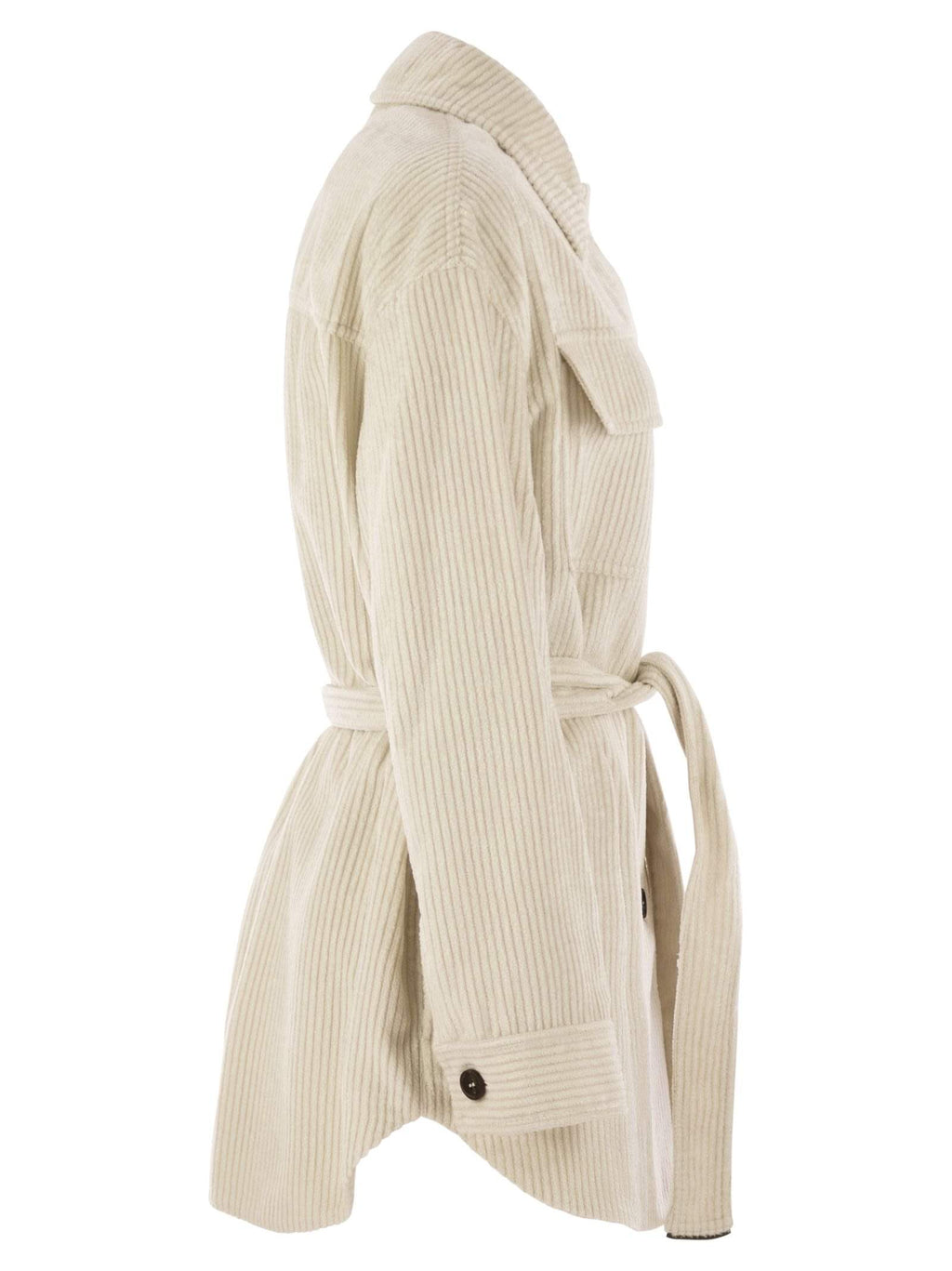 Brunello Cucinelli Women Corduroy Safari-Style Jacket With Jewellery Luosophy