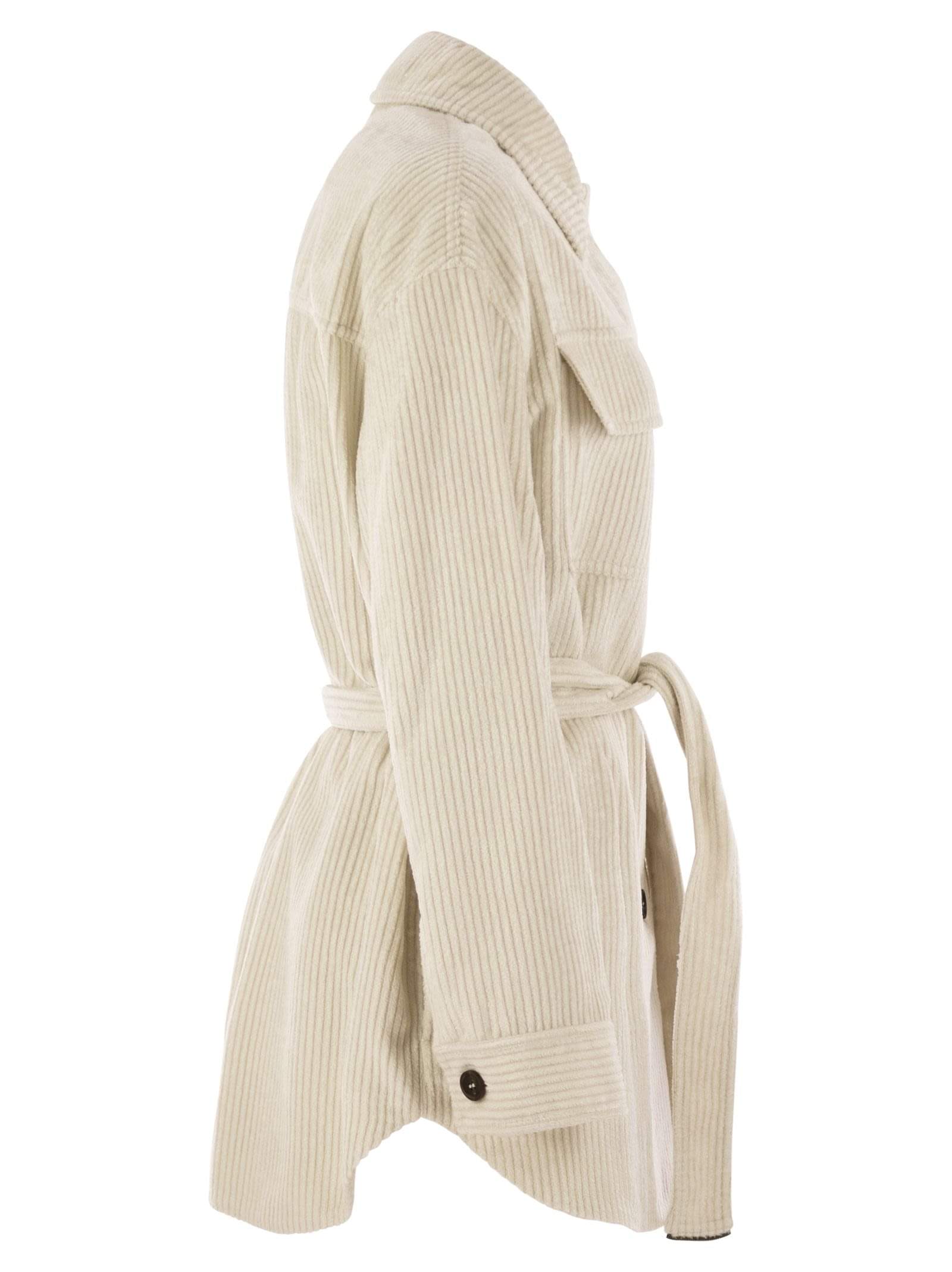 Brunello Cucinelli Women Corduroy Safari-Style Jacket With Jewellery Luosophy