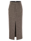 Brunello Cucinelli Women Sartorial Pencil Skirt In Diagonal Mélange Of Virgin Wool And Silk With Moniline Luosophy