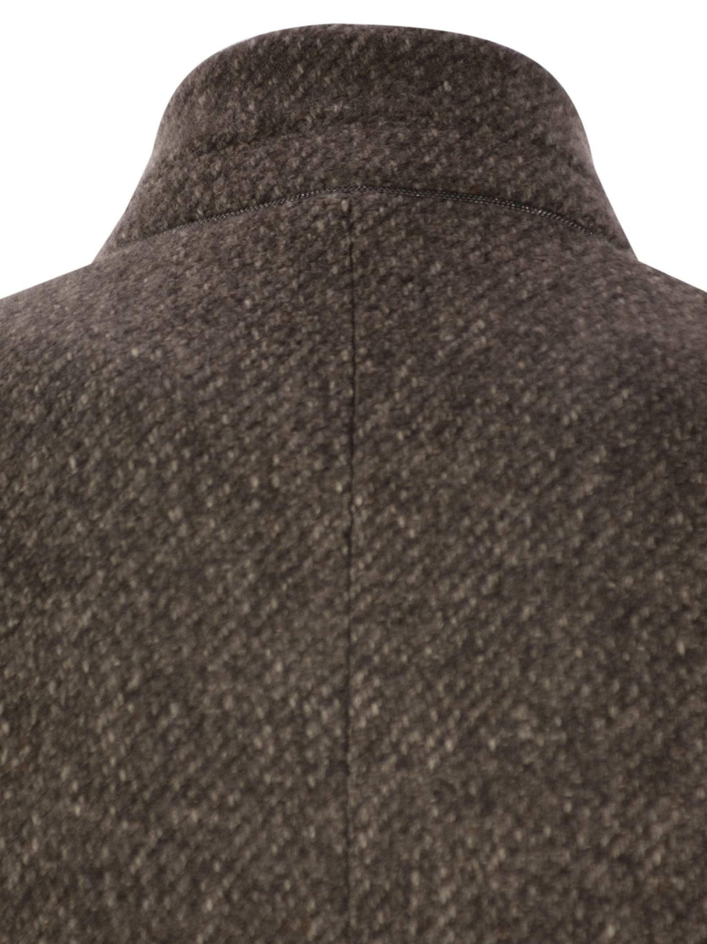 Brunello Cucinelli Women Wool And Cashmere Diagonal Mélange Coat With Belt And Necklace Luosophy