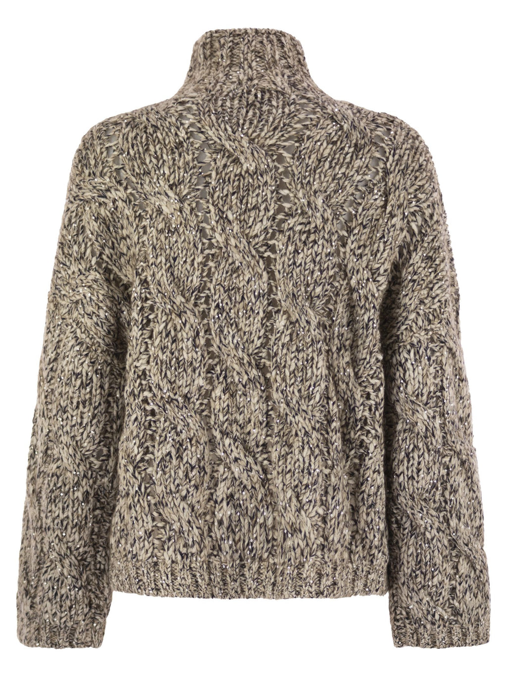Brunello Cucinelli Women Soft Wool, Cashmere And Mohair Turtleneck Sweater With Braided Design Luosophy