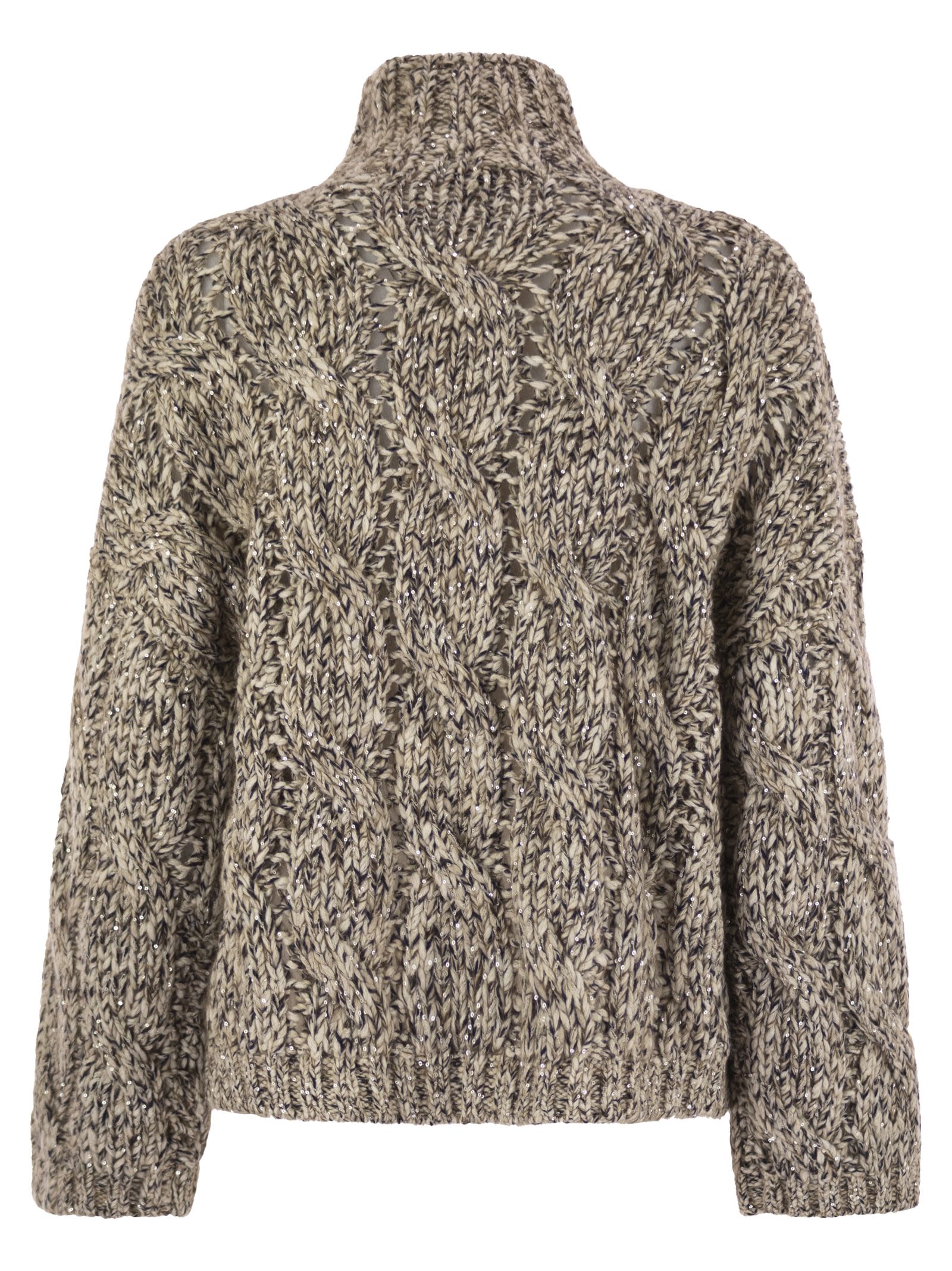 Brunello Cucinelli Women Soft Wool, Cashmere And Mohair Turtleneck Sweater With Braided Design Luosophy