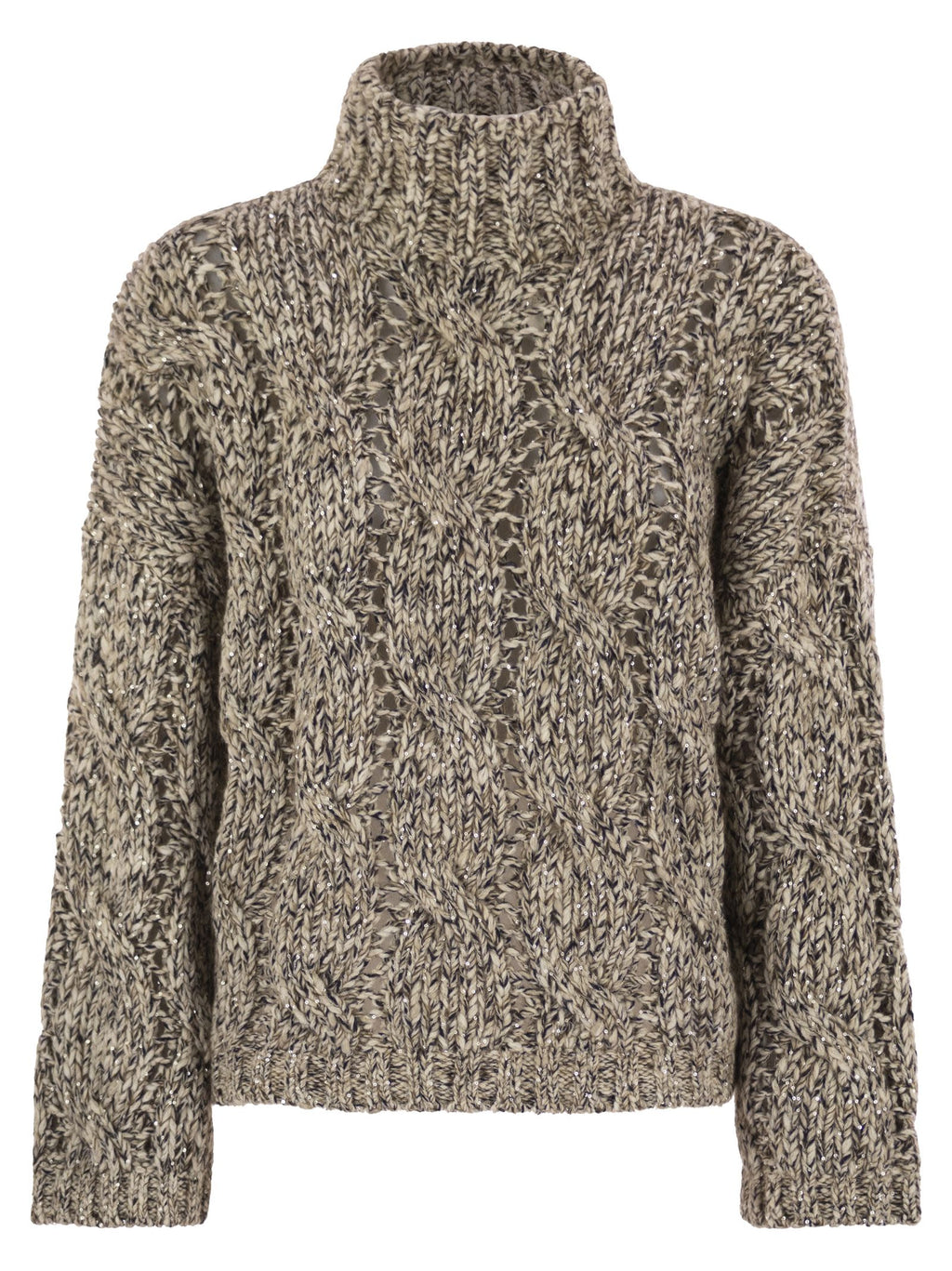 Brunello Cucinelli Women Soft Wool, Cashmere And Mohair Turtleneck Sweater With Braided Design Luosophy