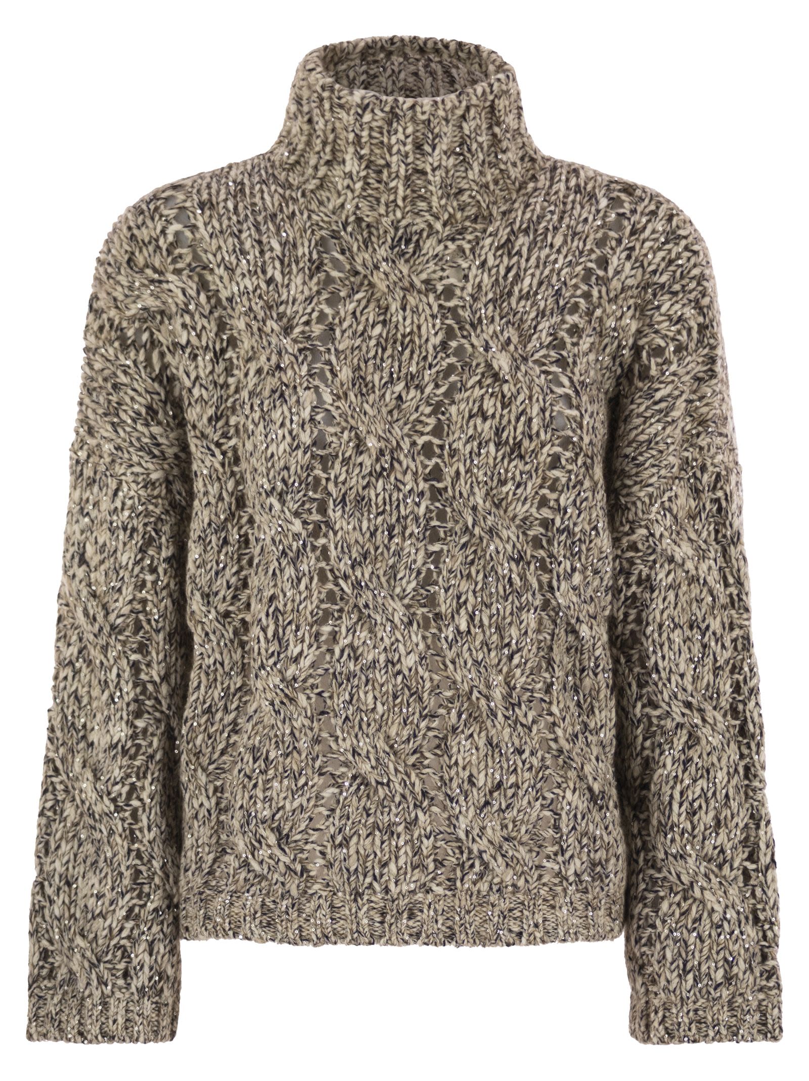 Brunello Cucinelli Women Soft Wool, Cashmere And Mohair Turtleneck Sweater With Braided Design Luosophy