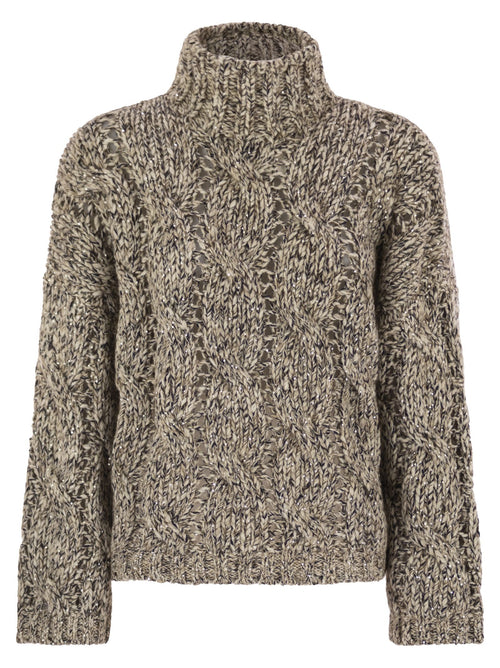 Brunello Cucinelli Women Soft Wool, Cashmere And Mohair Turtleneck Sweater With Braided Design Luosophy
