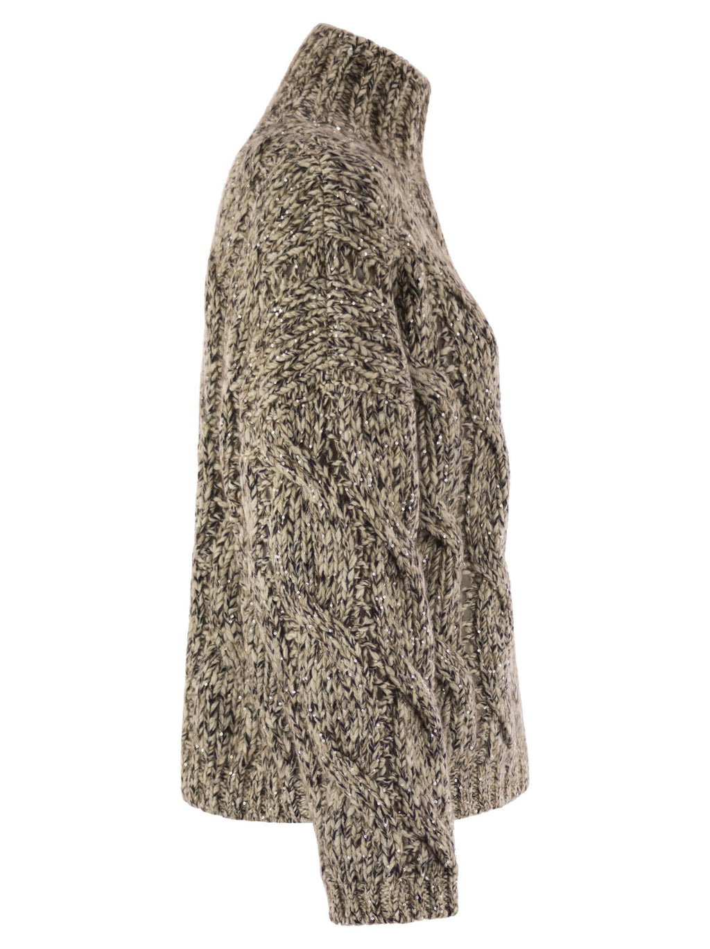 Brunello Cucinelli Women Soft Wool, Cashmere And Mohair Turtleneck Sweater With Braided Design Luosophy