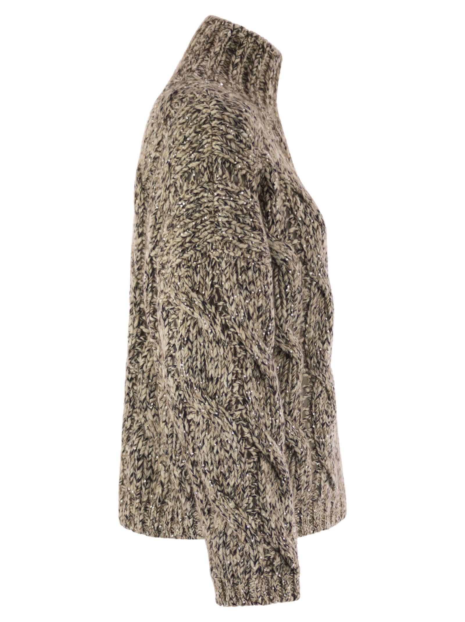 Brunello Cucinelli Women Soft Wool, Cashmere And Mohair Turtleneck Sweater With Braided Design Luosophy