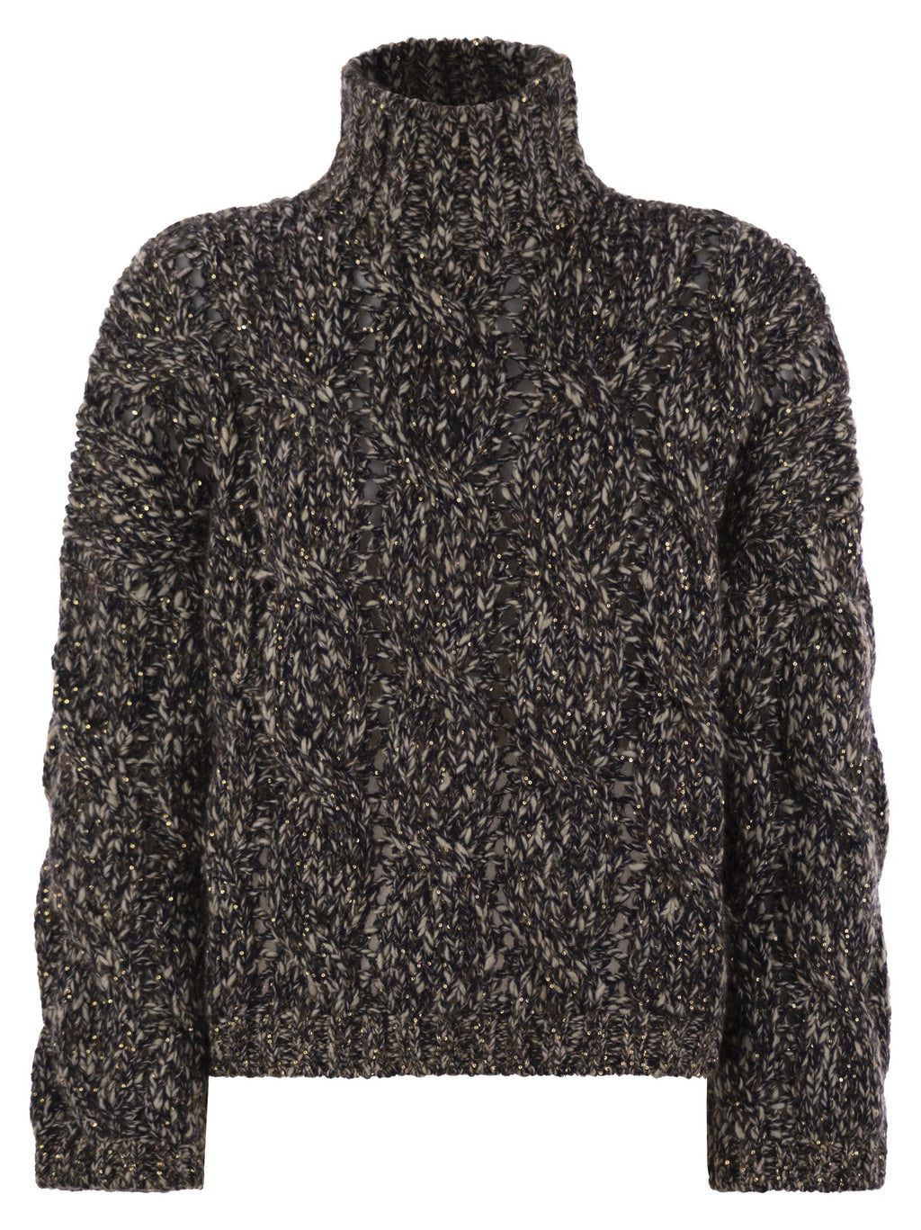 Brunello Cucinelli Women Soft Wool, Cashmere And Mohair Turtleneck Sweater With Braided Design Luosophy