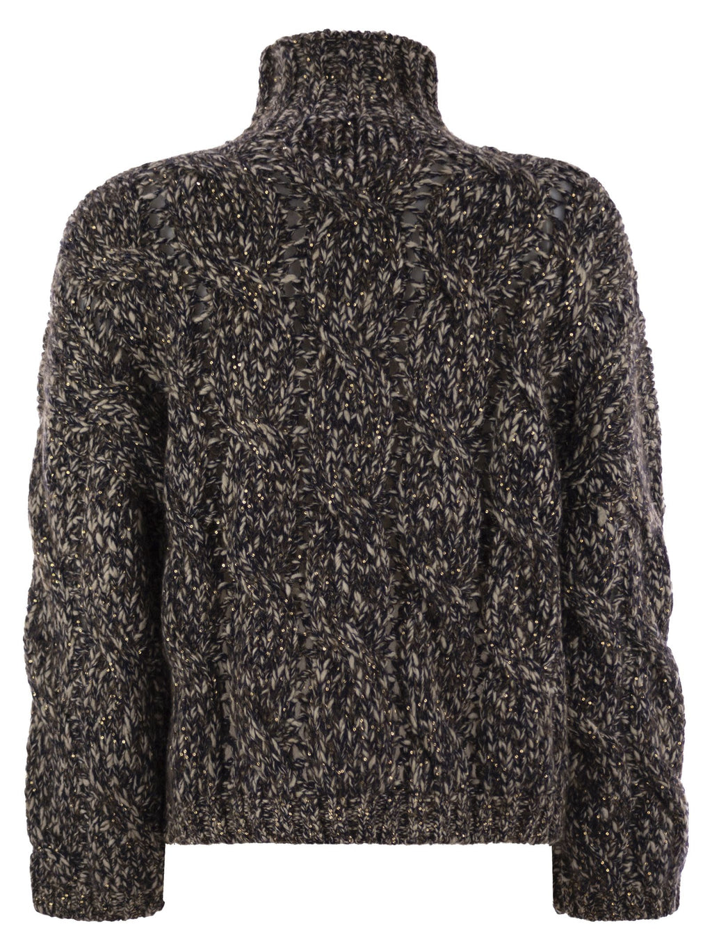 Brunello Cucinelli Women Soft Wool, Cashmere And Mohair Turtleneck Sweater With Braided Design Luosophy