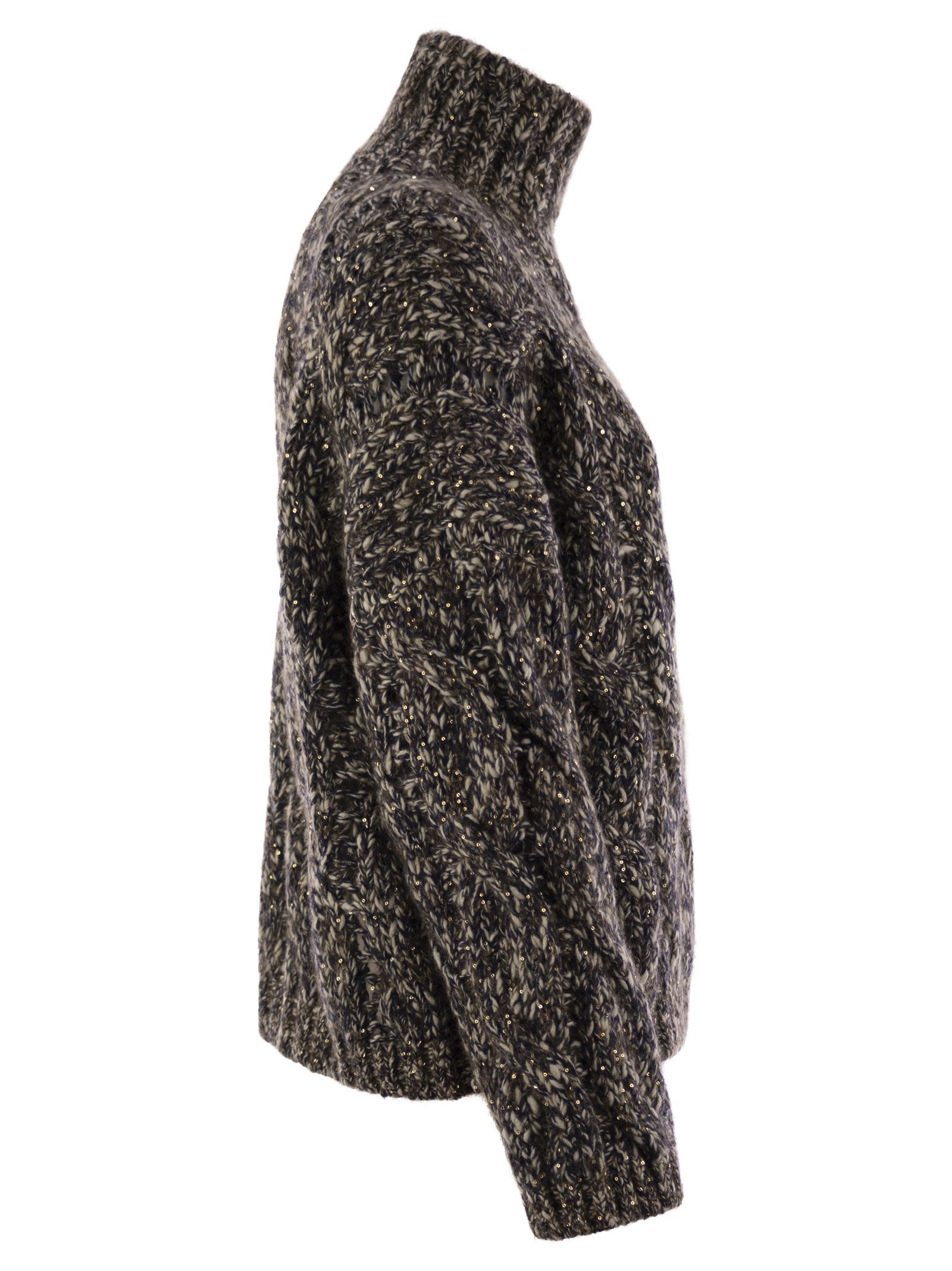 Brunello Cucinelli Women Soft Wool, Cashmere And Mohair Turtleneck Sweater With Braided Design Luosophy